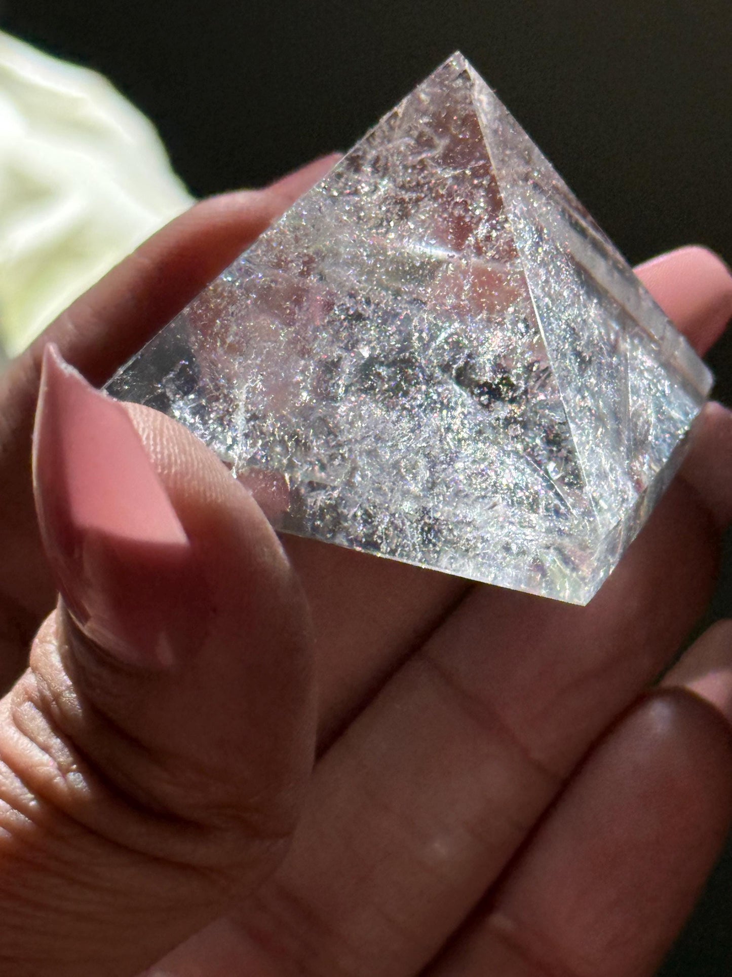 Small Natural Clear Quartz Pyramid, Rainbow Clear Quartz, Spiritual Home Decoration, Egyptian Pyramid Decoration, Small Pyramid