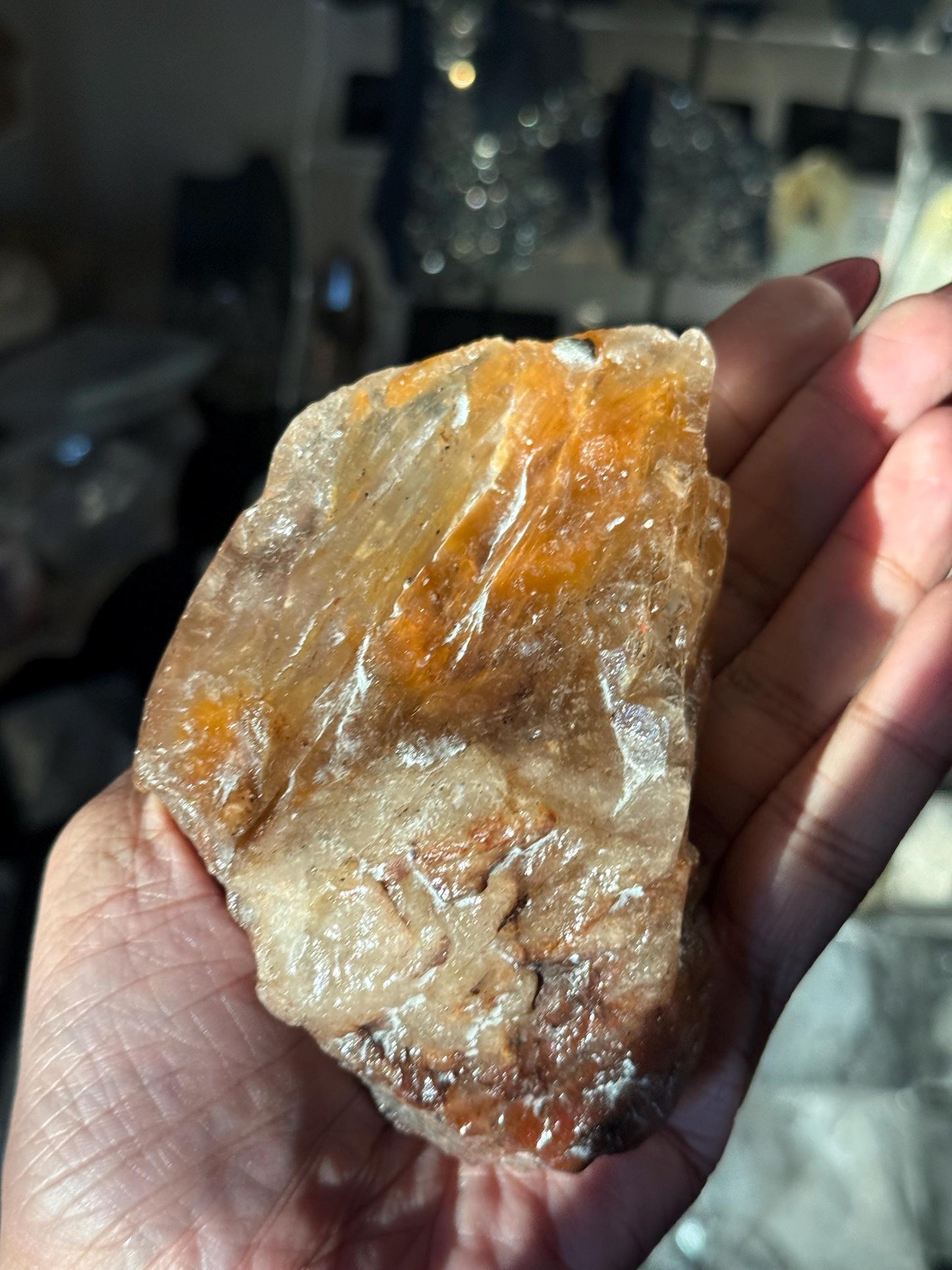Rabbit Hair Quartz, Orange Rutilated Quartz, Amphibole Quartz, Orange Rutilated Quartz, Amphiboles, Rough Polished Amphibole, Crystal Gifts