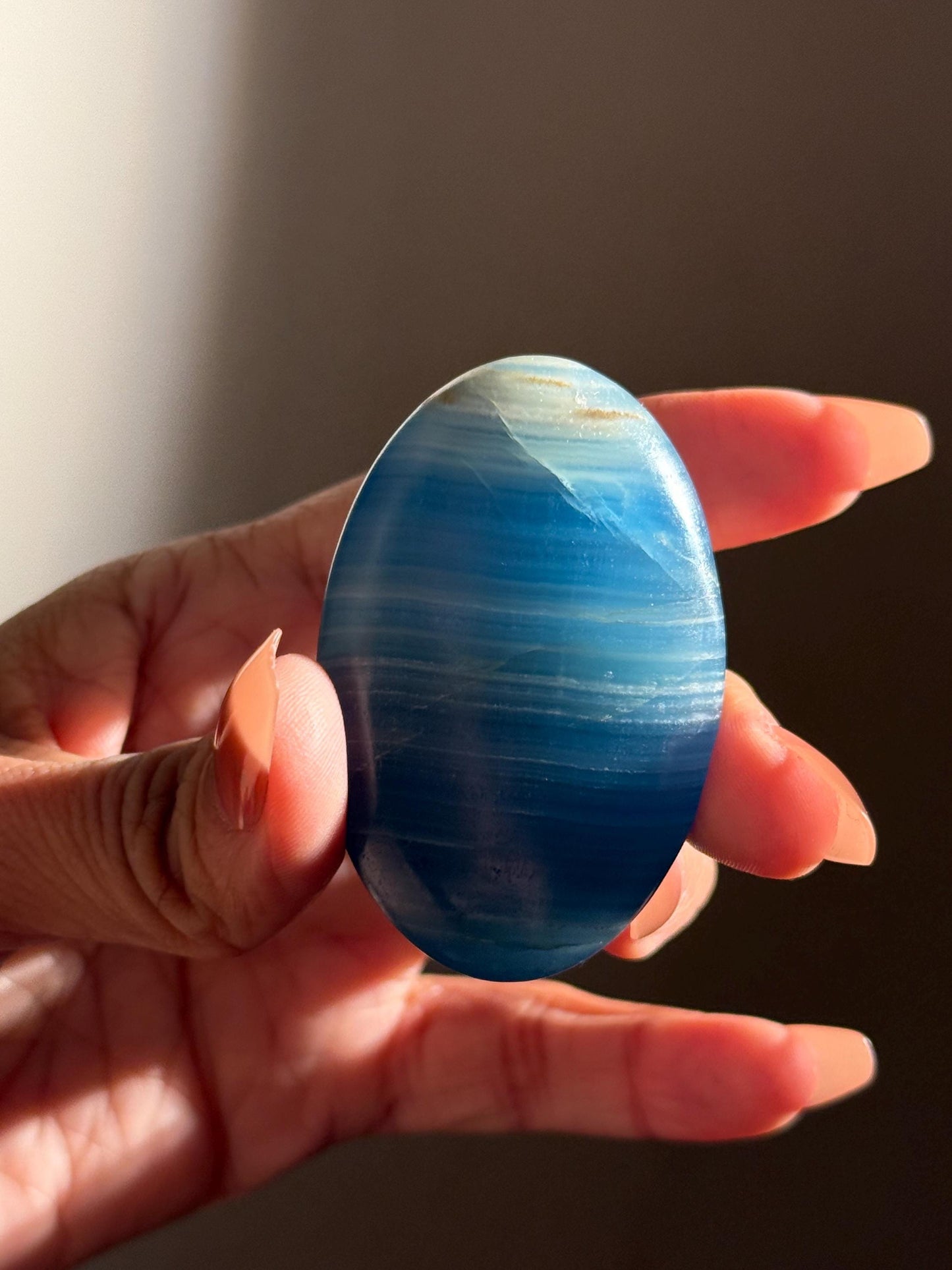 Blue Onyx Palmstone, Lemurian Aquatine, Crystal, Aquarine Palmstone, Metaphysical Gifts, Valentines day Gift, Crystal Gifts, MINI