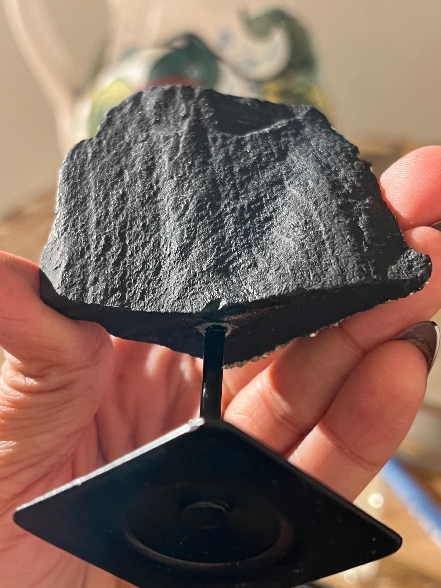 Shungite with Pyrite On Stand, Natural Shungite, Shungite with Pyrite, Raw Shungite, Crystal Gifts, Metaphysical Gifts, Spiritual Decor