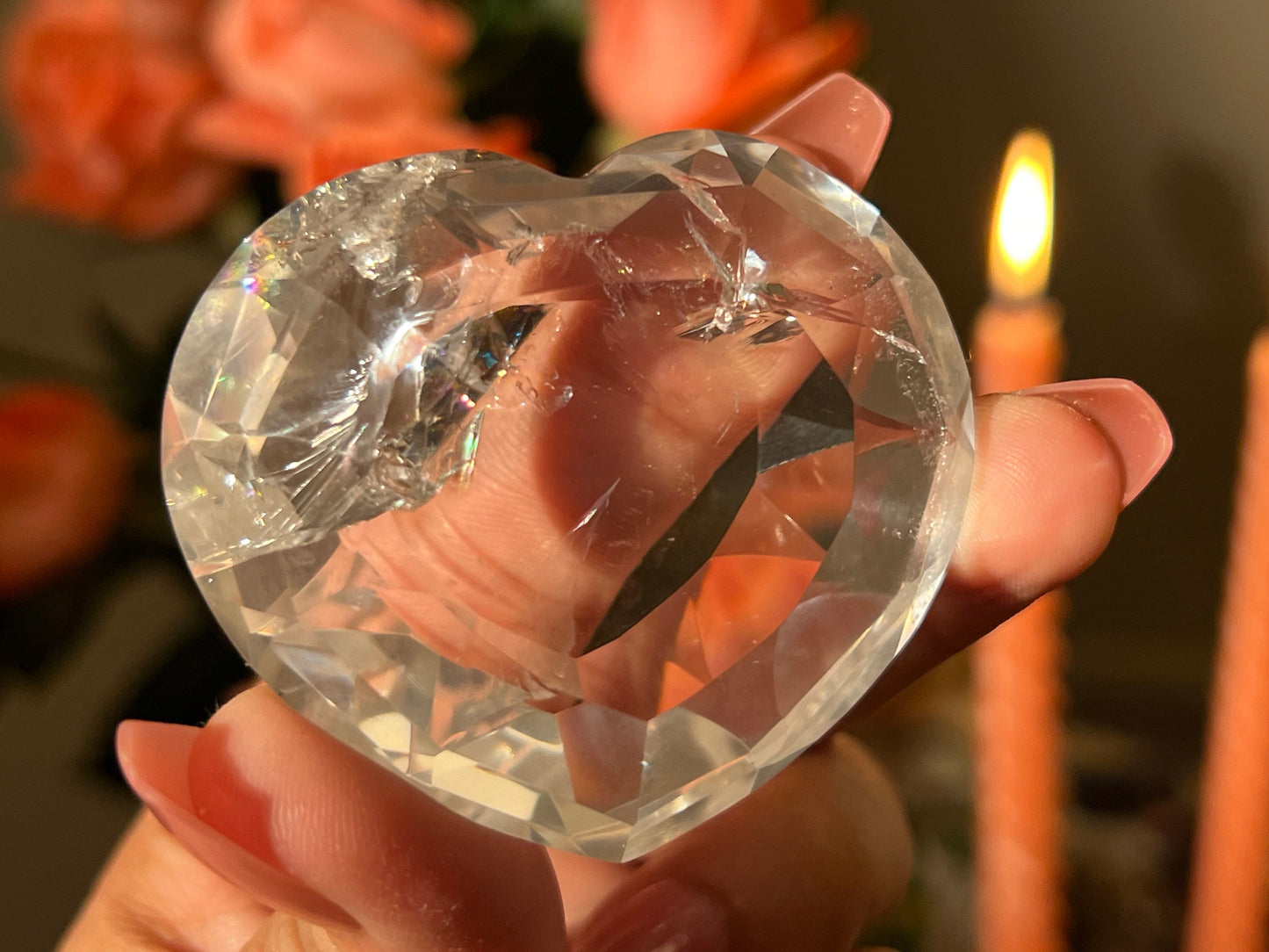Gem Grade Quartz Heart, Faceted Heart From Brazil, Highest Quality Clear Quartz, Crystal Heart, Gift For Her, High Grade Gemstone,