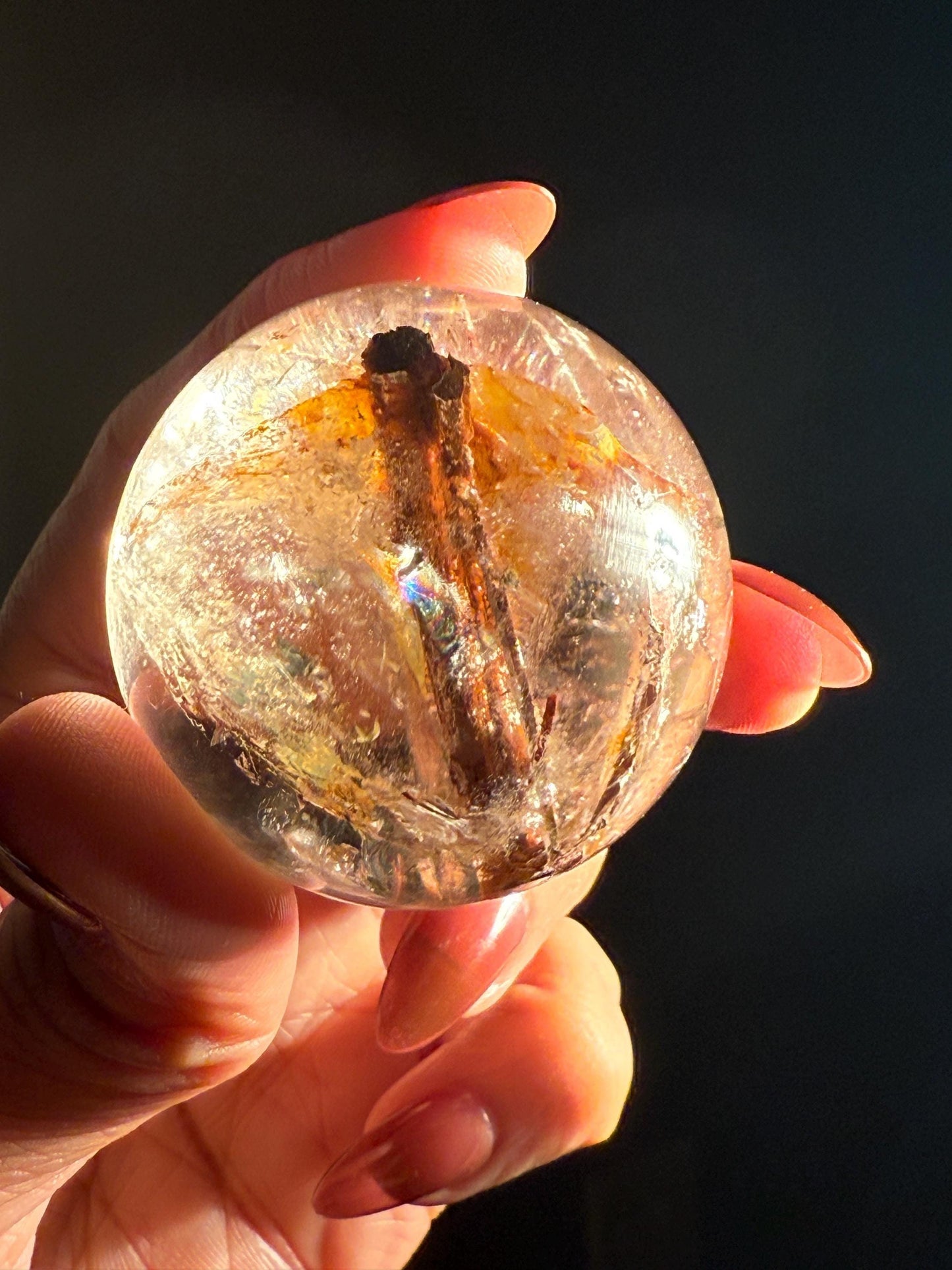 Red Rutile Quartz, Copper Rutilated Quartz Sphere, Copper Rutile, Rutilated Quartz, Crystals, Crystal Gifts, Unique Gift Idea,