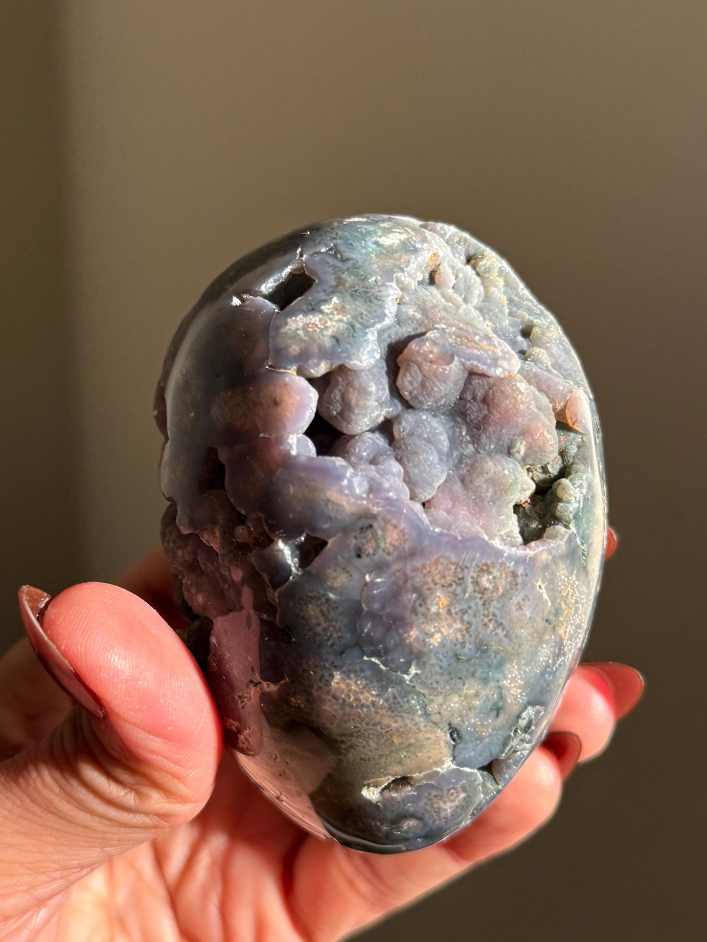 Grape Agate Egg, Druzy Grape Agate, Botryoidal Chalcedony, Grape Agate Cluster, Purple Chalcedony, Regular 'low' grade, Oddities, Weird Core