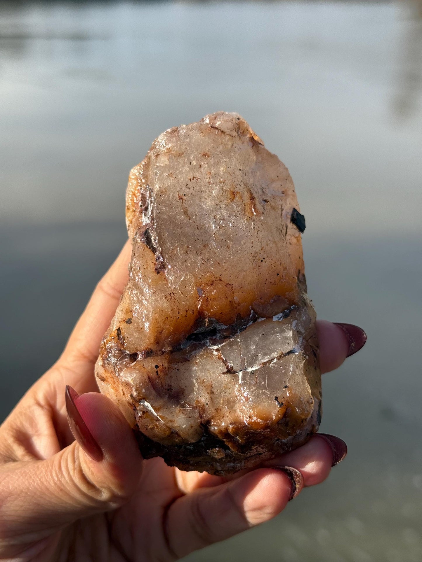 Rabbit Hair Quartz, Orange Rutilated Quartz, Amphibole Quartz, Orange Rutilated Quartz, Amphiboles, Rough Polished Amphibole