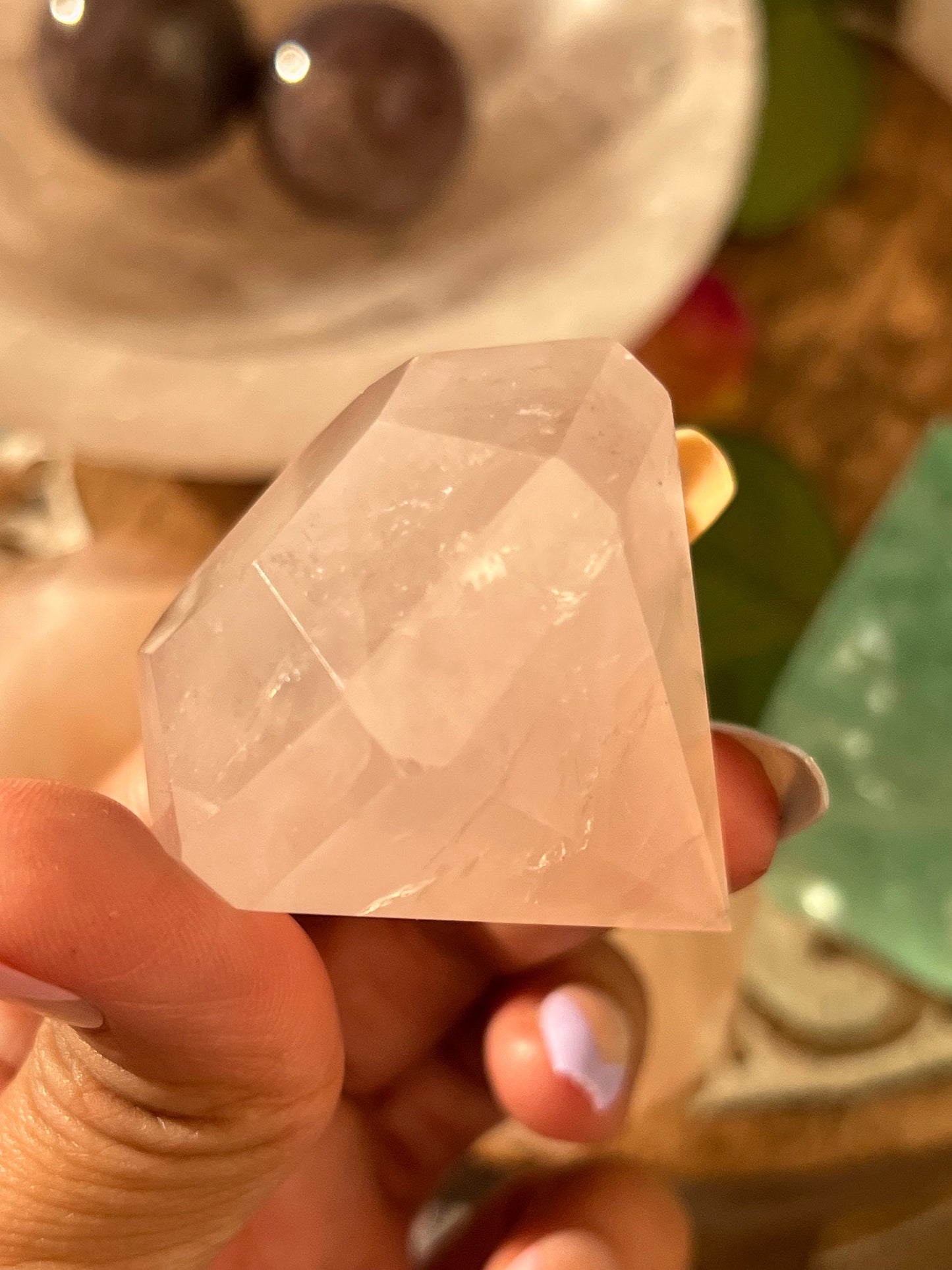 Small Rose Quartz Diamond Carving, Rose Quartz Diamond, Authentic Natural Rose Quartz, Rose Quartz, Crystals Gift, Metaphysical gits,
