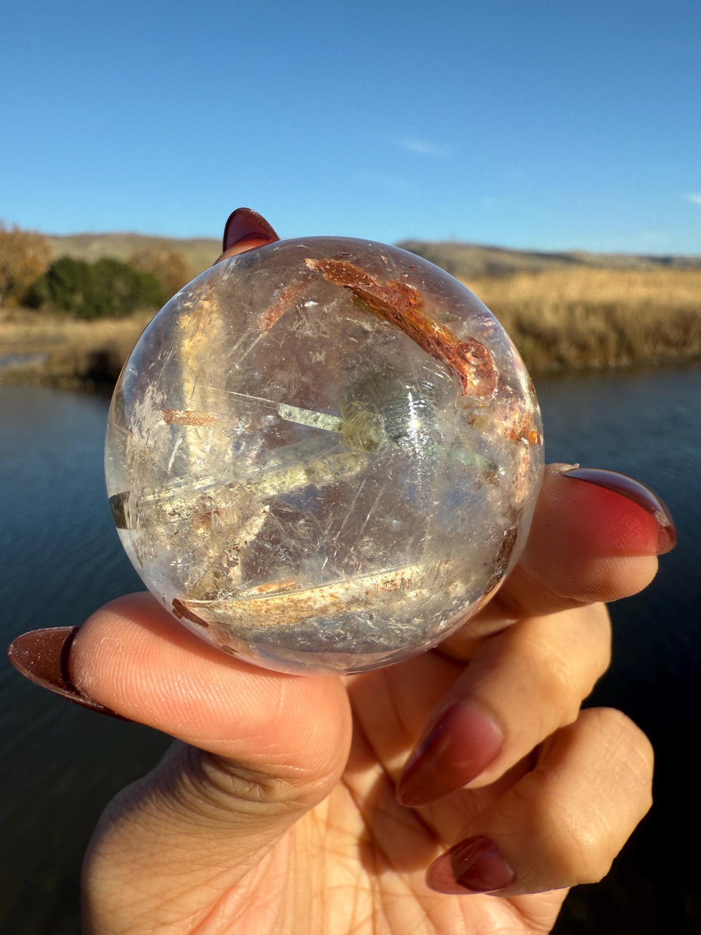 Rutile Quartz with Mica, White Rutilated Quartz Sphere, Rutile, Rutilated Quartz, Mica Quartz, Crystals, Crystal Gifts, Unique Gift Idea,