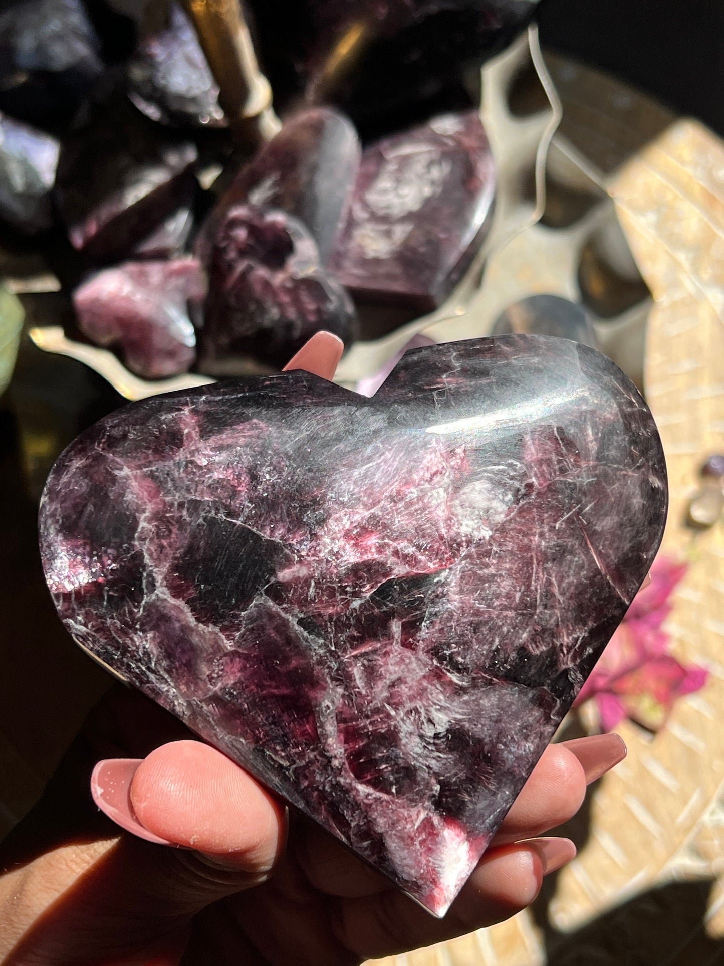 Large Flashy Mica Heart, Mica Heart, High Grade Lepidolite, Purple Mica, Gemmy Lepidolite, Crystal Hearts, Crystal Gifts
