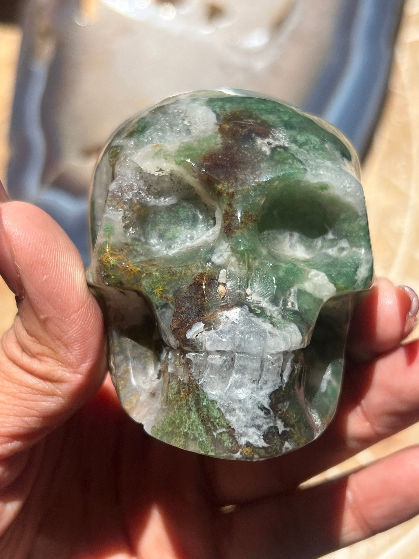 Moss Agate Skull, Druzy Moss Agate, Moss Agate Crystal, Crystal Gifts, Metaphysical Gifts, Witch Decoration, Crystal Skulls, SMALL