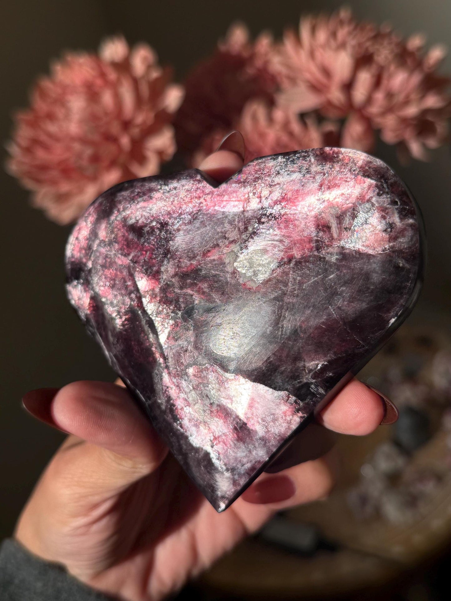Large Flashy Mica Heart, Mica Heart, High Grade Lepidolite, Purple Mica, Gemmy Lepidolite, Crystal Hearts, Crystal Gifts