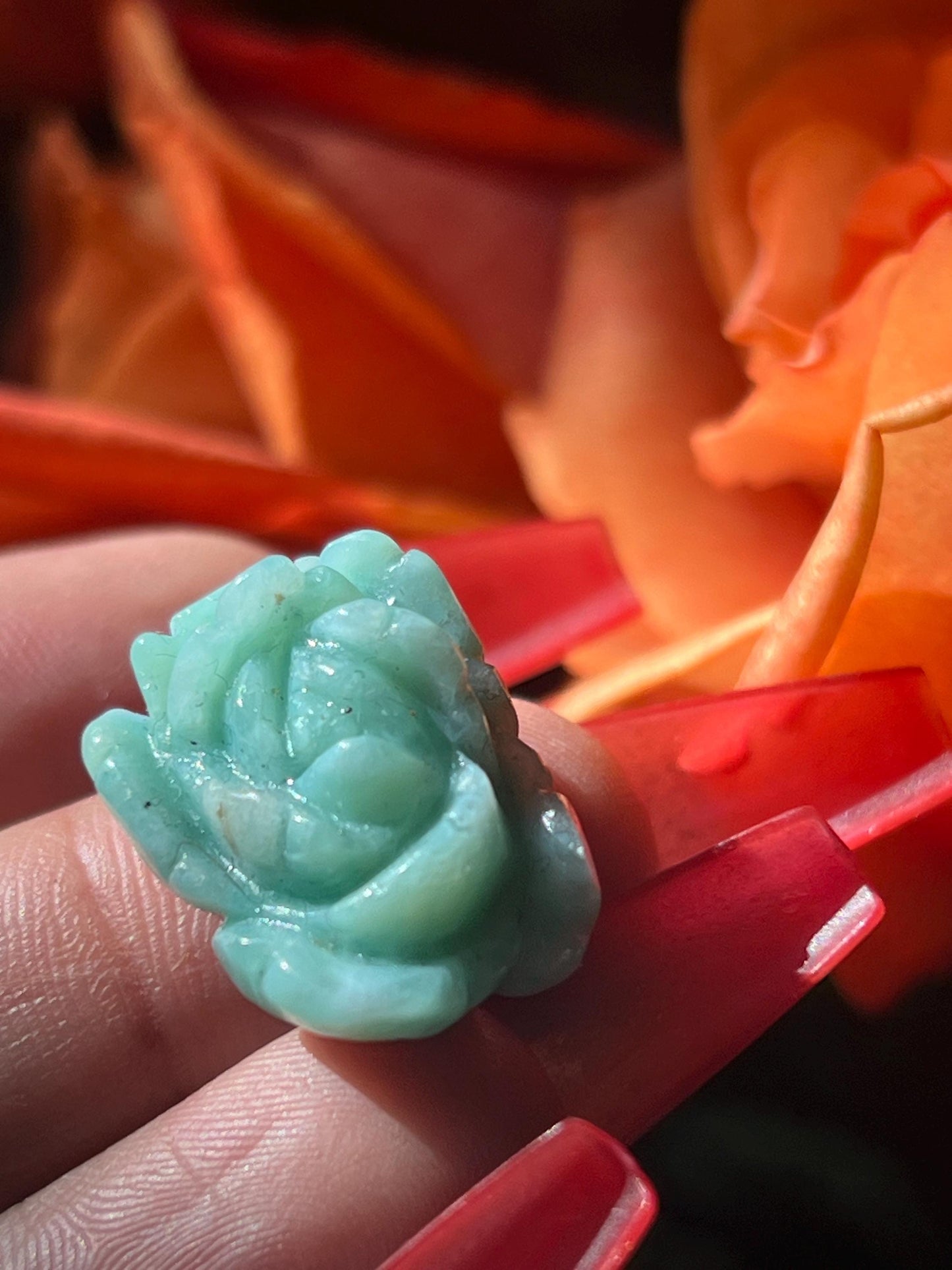 Precious Larimar Flower, Larimar Charm, Larimar Flower, Larimar Cab, Larimar stone cabs, Crystal Gifts, Spiritual Gifts, Crystal Jewelry