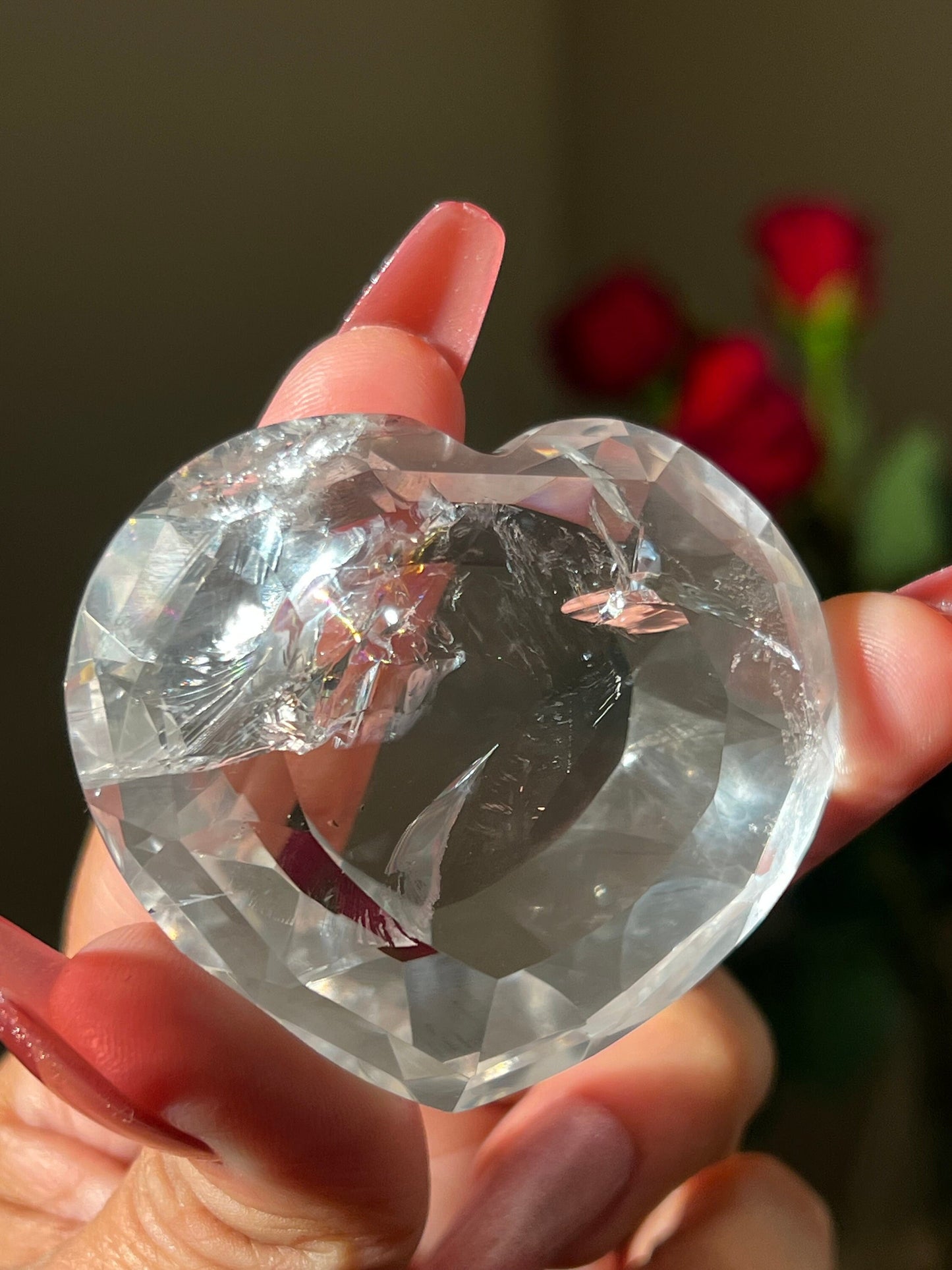 Gem Grade Quartz Heart, Faceted Heart From Brazil, Highest Quality Clear Quartz, Crystal Heart, Gift For Her, High Grade Gemstone,