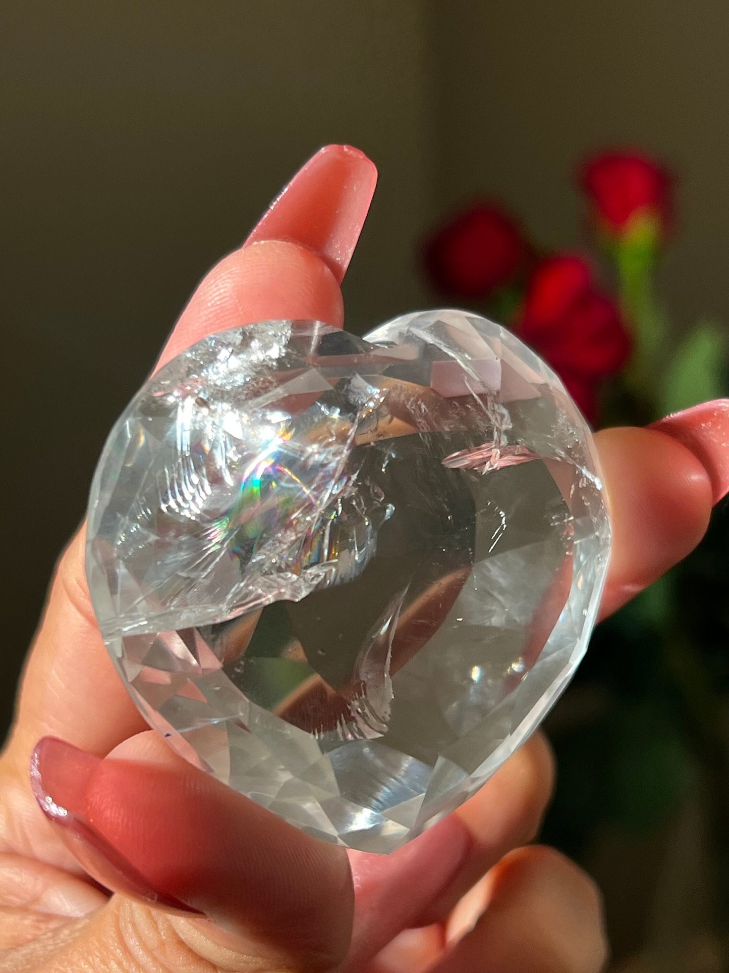 Gem Grade Quartz Heart, Faceted Heart From Brazil, Highest Quality Clear Quartz, Crystal Heart, Gift For Her, High Grade Gemstone,