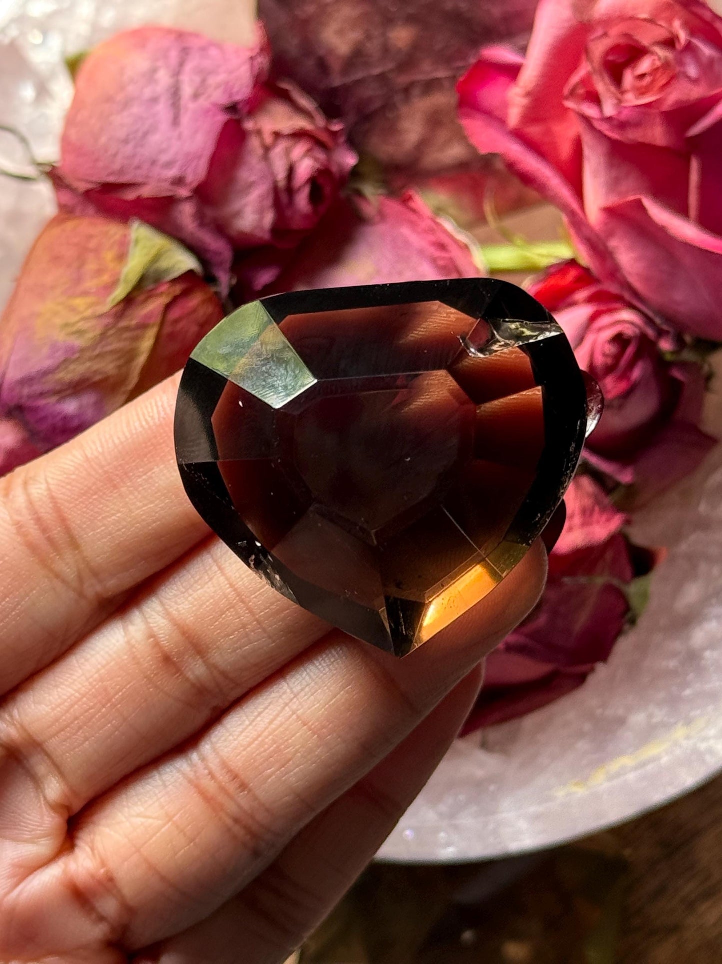 Faceted Smoky Quartz Heart, Smoky Quartz Heart, Highest Quality Quartz, Faceted Crystals, Faceted Smoky Quartz, Crystal Gifts,