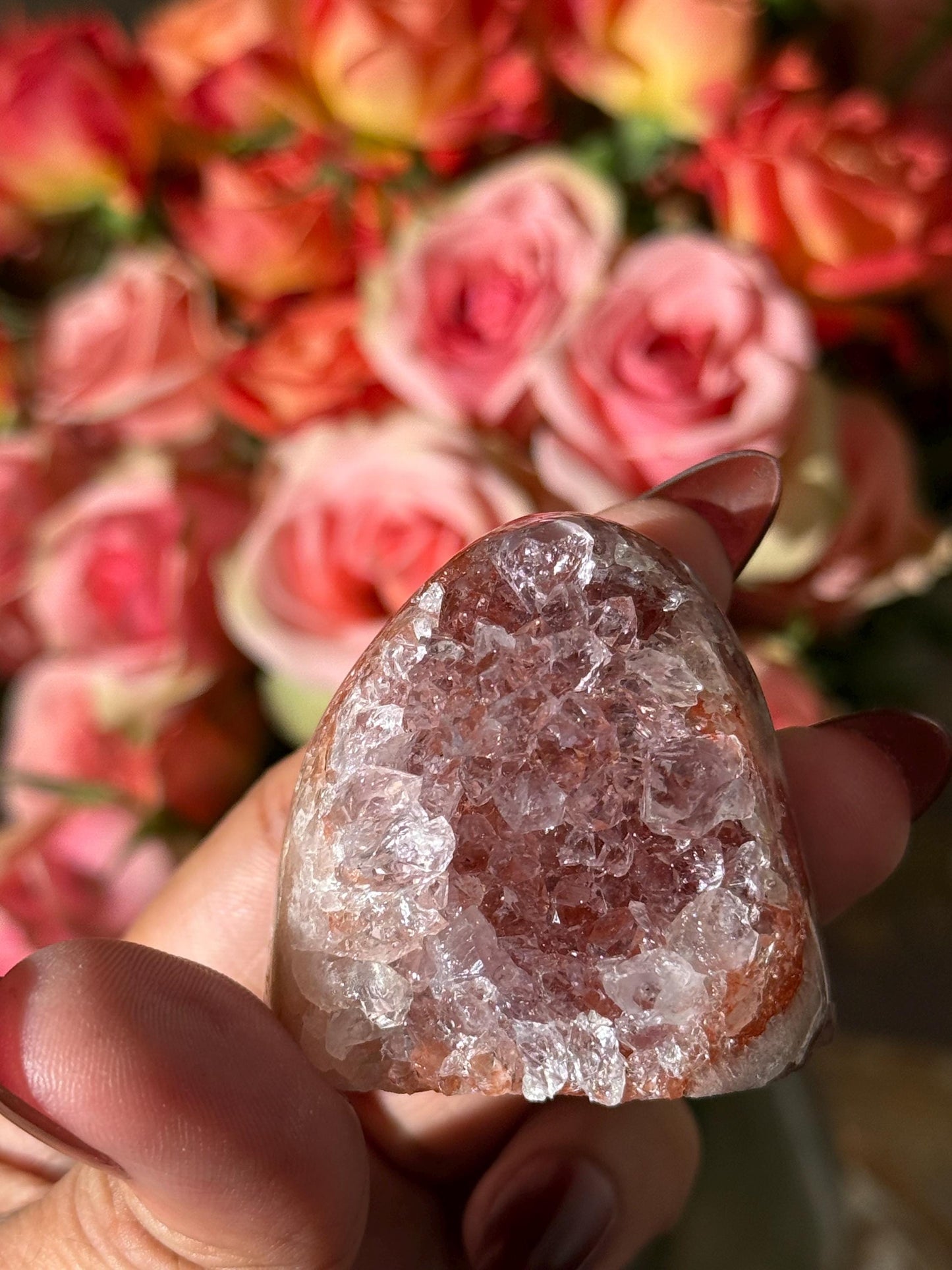 Mini Red Rainbow Amethyst, Galaxy Amethyst, Pink Amethyst, Amethyst Geode Cut base, Crystals, Crystal Gift, Crystal MINIS
