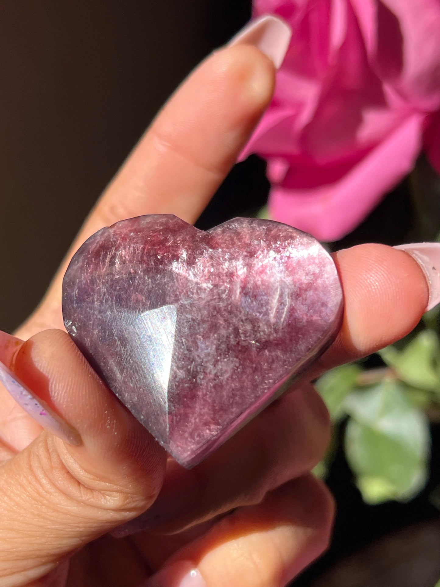 Small Mica Heart, Flashy Purple Mica Heart, Flashy Lepidolite Heart, Crystal hearts, Lepidolite, Crystal Jewelry, Crystal Gifts, mini Small