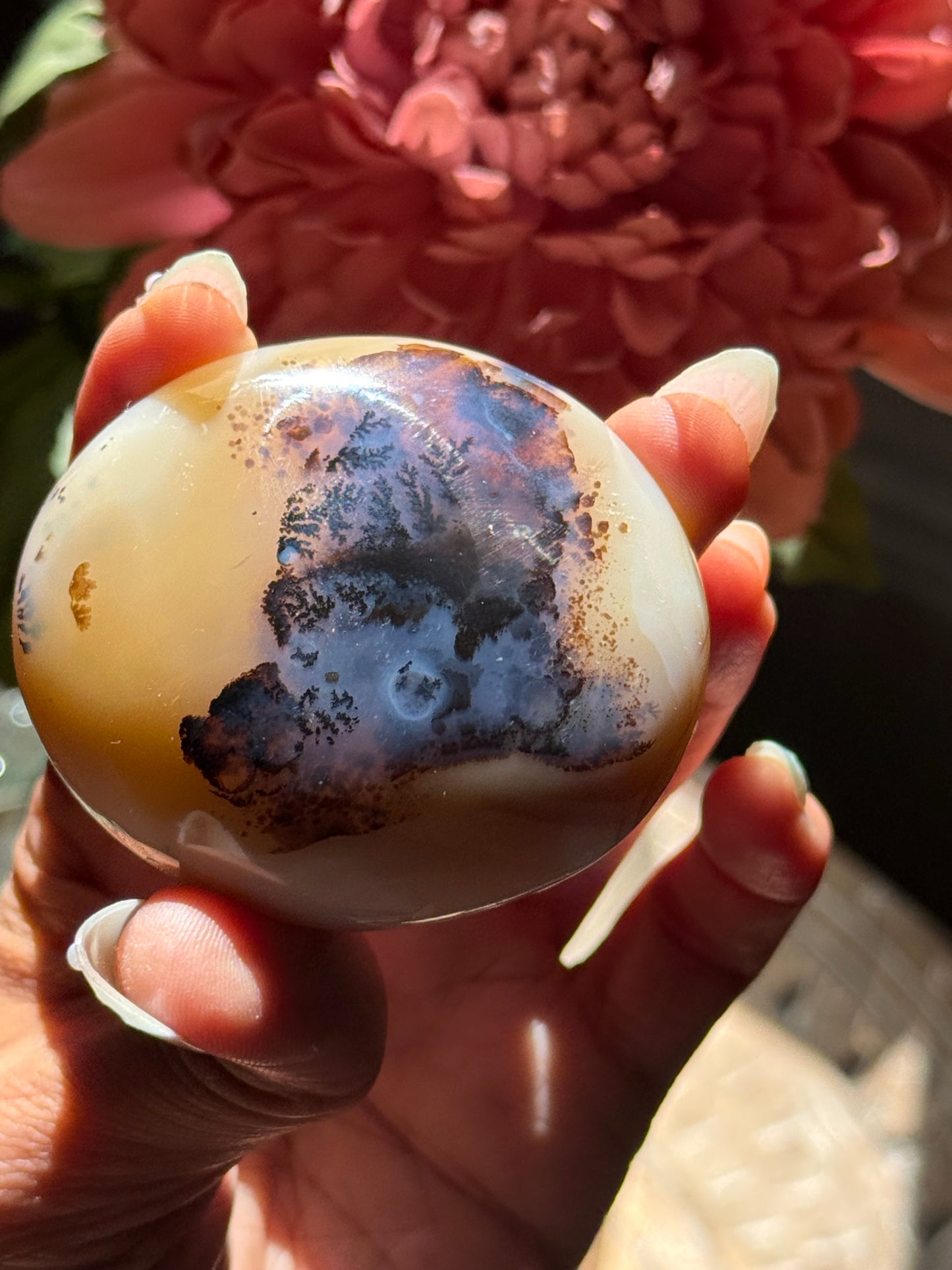Dendritic Agate Palm stone Purple - Unique Agate stone for meditation and gifts