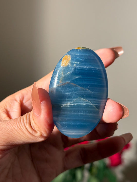 Blue Onyx Palmstone, Lemurian Aquatine, Crystal, Aquarine Palmstone, Metaphysical Gifts, Valentines day Gift, Crystal Gifts, MINI