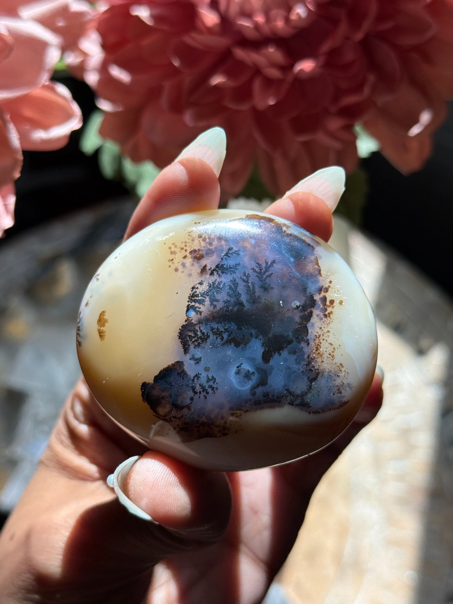 Dendritic Agate Palm stone Purple - Unique Agate stone for meditation and gifts