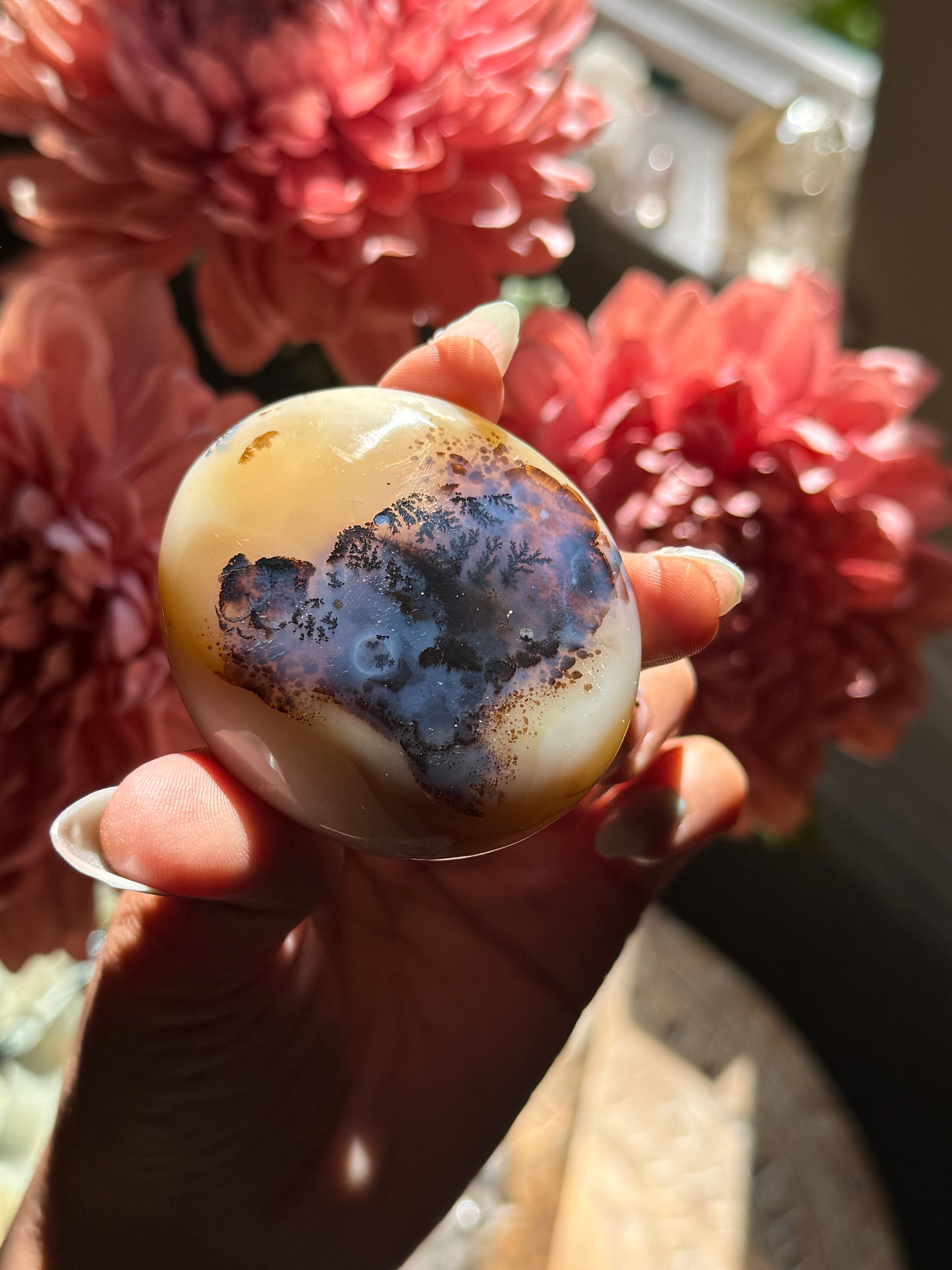 Dendritic Agate Palm stone Purple - Unique Agate stone for meditation and gifts