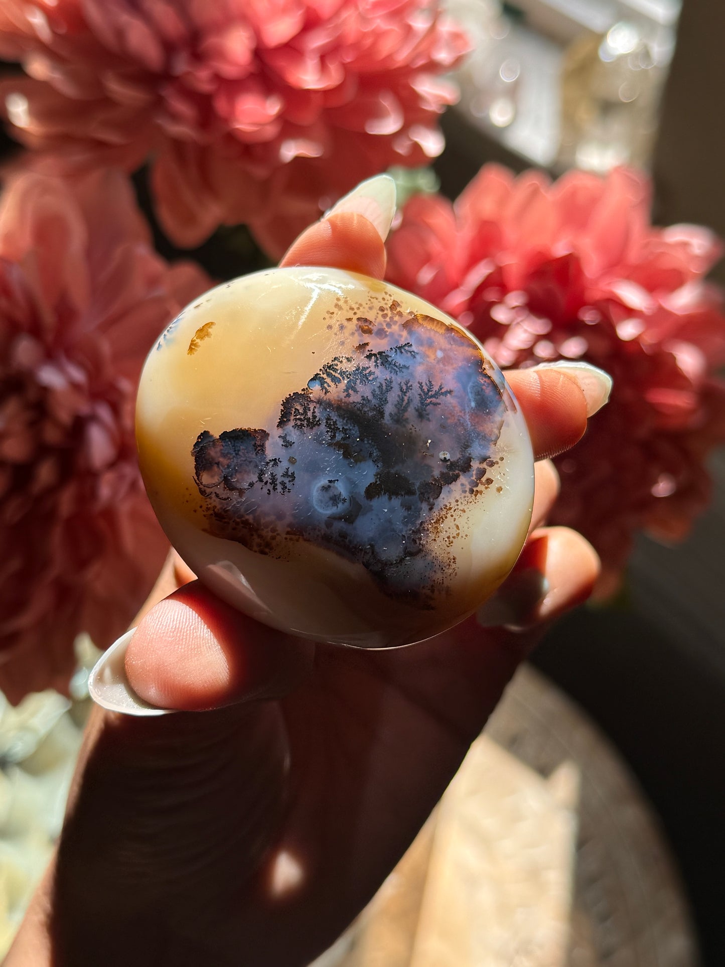 Dendritic Agate Palm stone Purple - Unique Agate stone for meditation and gifts