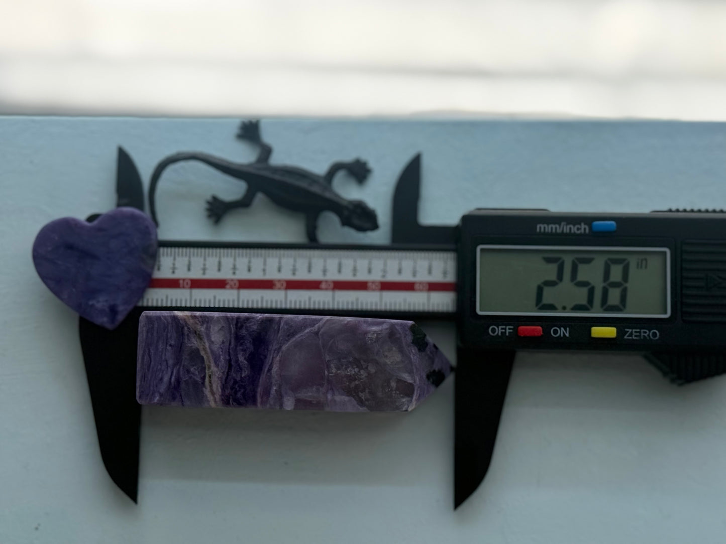 Charoite Crystal Tower – Rare Purple Point with Rainbow Flash