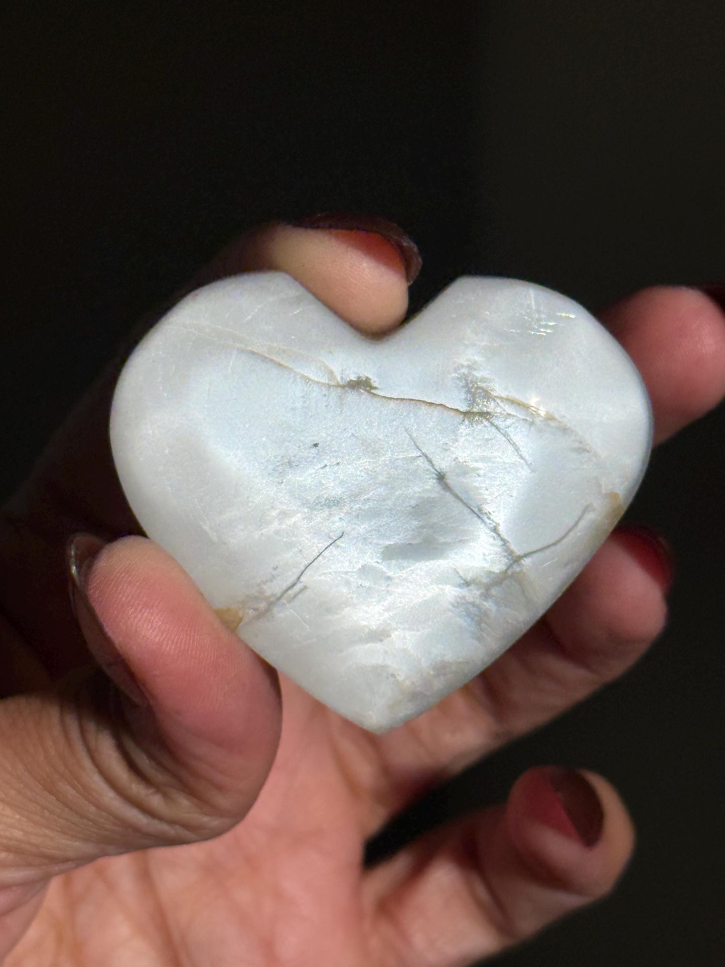 Sage Green Crystal Heart, Moon Stone Heart, Crystal Heart, Crystal Gifts,