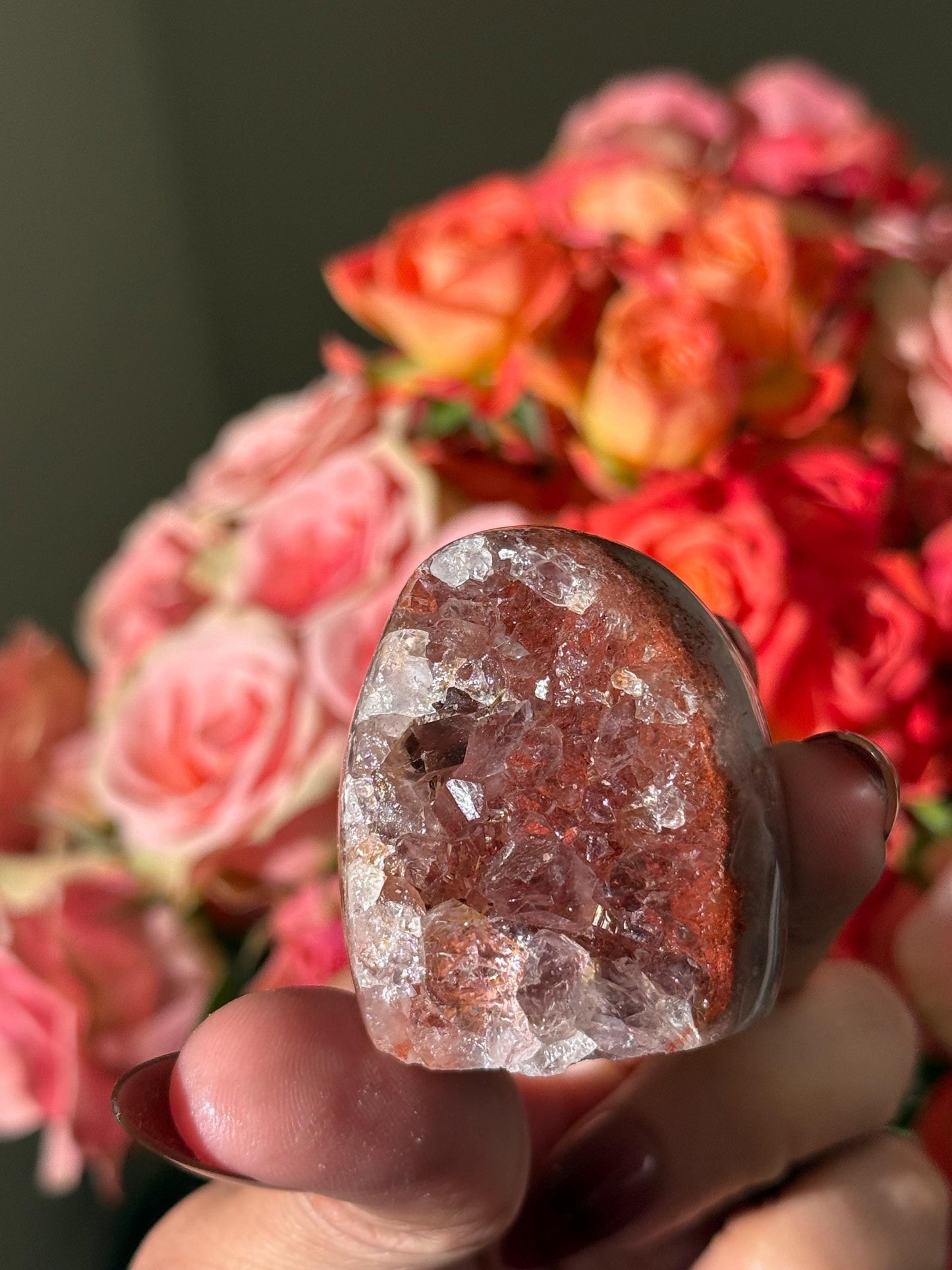Mini Red Rainbow Amethyst, Galaxy Amethyst, Pink Amethyst, Amethyst Geode Cut base, Crystals, Crystal Gift, Crystal MINIS