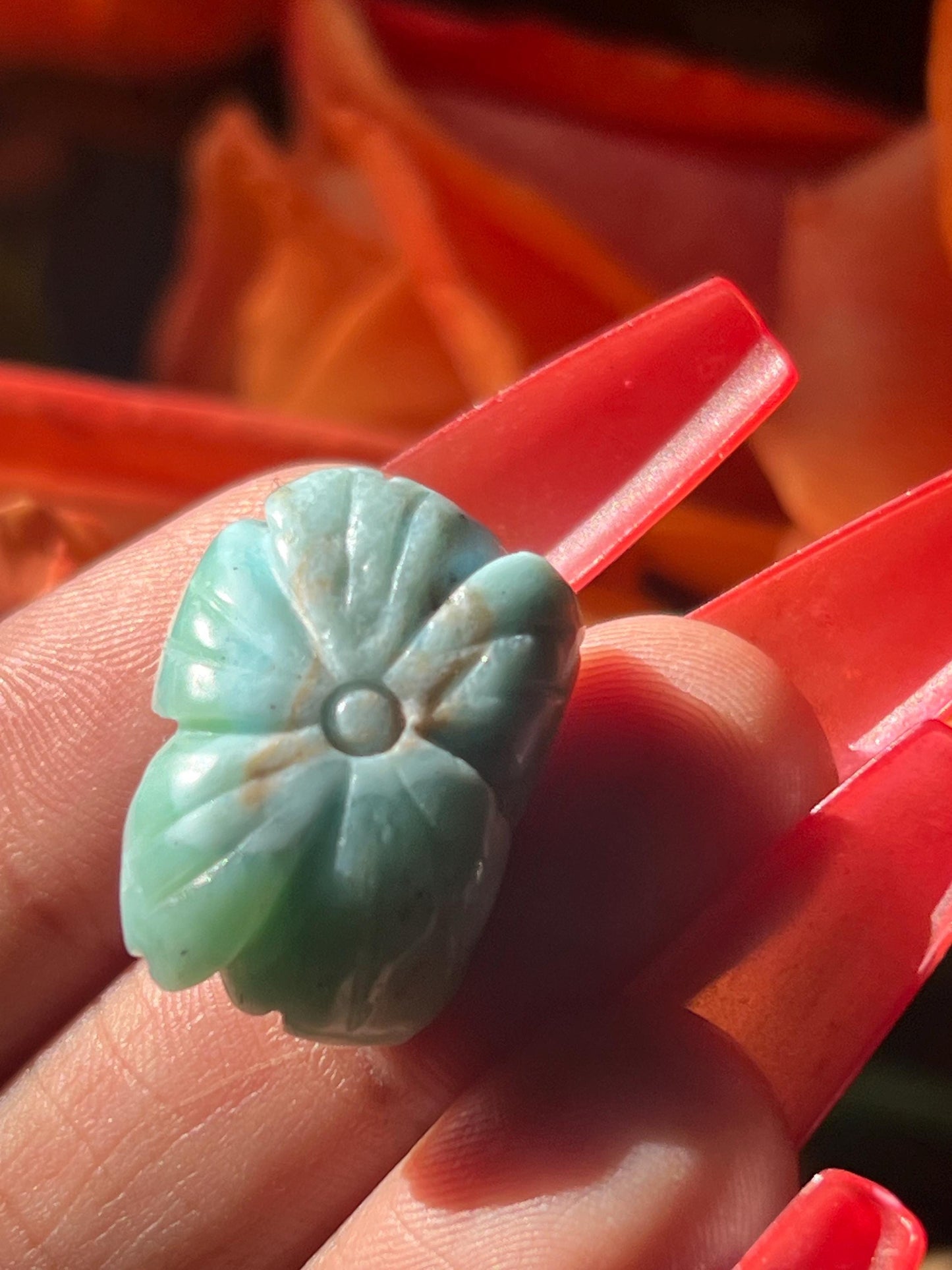 Precious Larimar Flower, Larimar Charm, Larimar Flower, Larimar Cab, Larimar stone cabs, Crystal Gifts, Spiritual Gifts, Crystal Jewelry