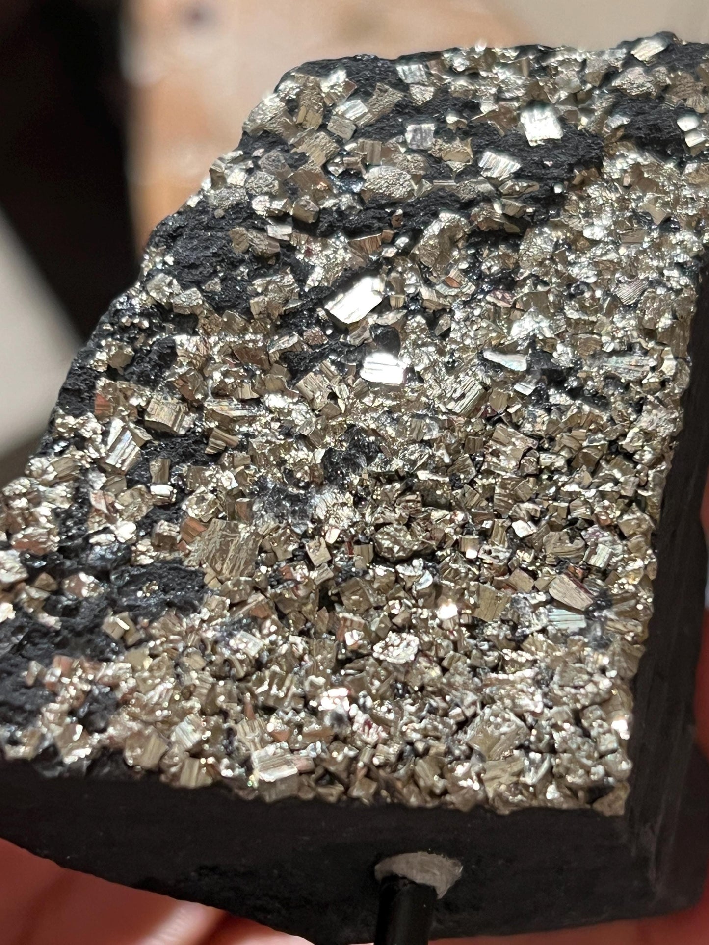 Shungite with Pyrite On Stand, Natural Shungite, Shungite with Pyrite, Raw Shungite, Crystal Gifts, Metaphysical Gifts, Spiritual Decor