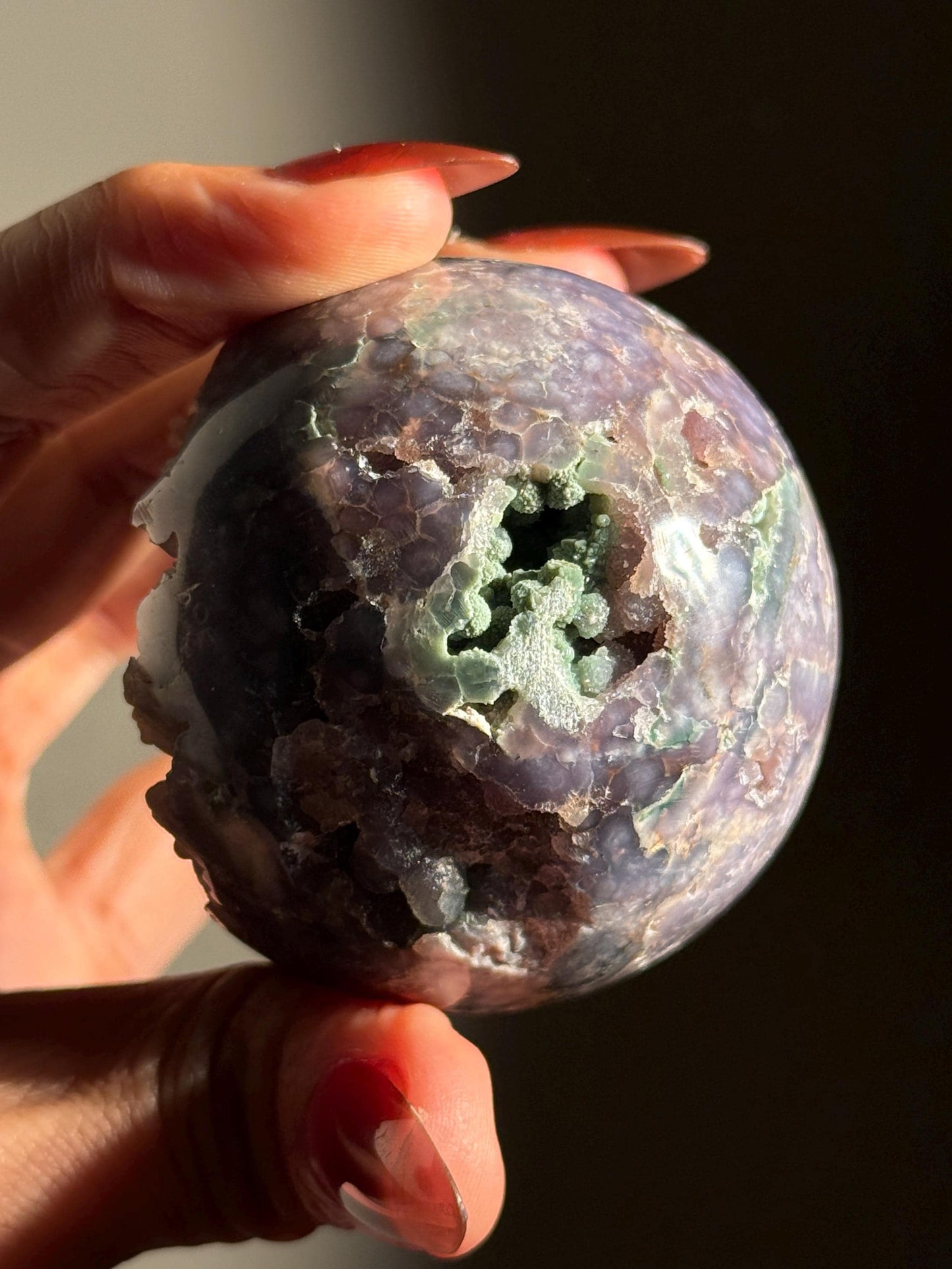 Grape Agate Sphere, Druzy Grape Agate, Botryoidal Chalcedony, Grape Agate Cluster, Purple Chalcedony, Regular grade