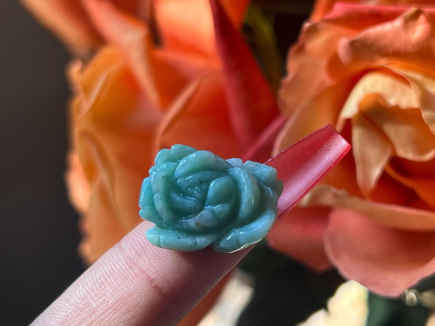 Precious Larimar Flower, Larimar Charm, Larimar Flower, Larimar Cab, Larimar stone cabs, Crystal Gifts, Spiritual Gifts, Crystal Jewelry