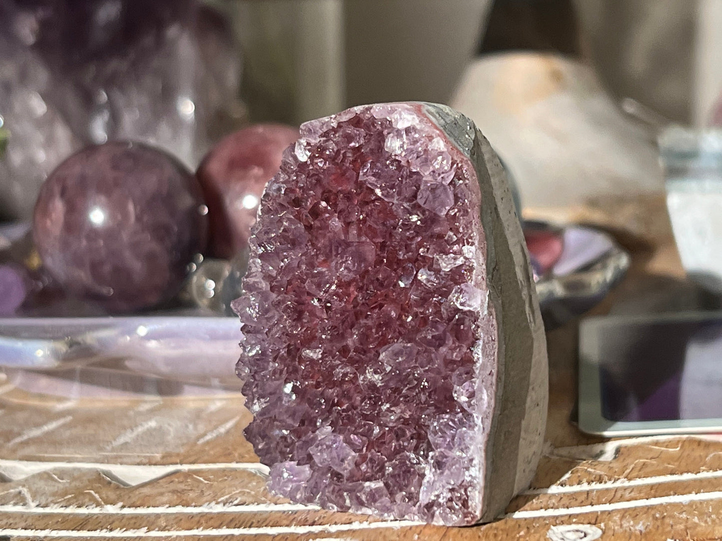 Small Sugar Druzy Geode, Sugar Agate Druzy Amethyst From Uruguay, Druzy Crystals, Cut base amethyst,