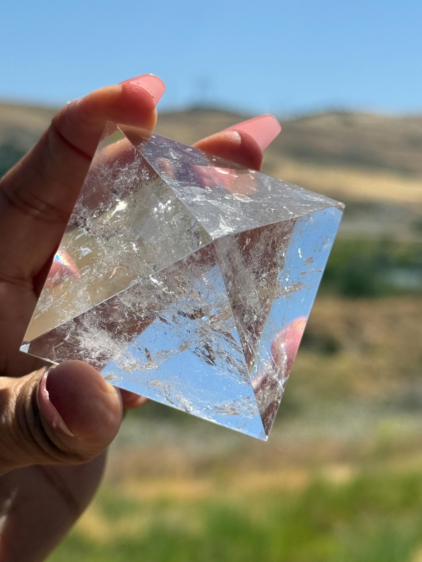 Natural Clear Quartz Pyramid, Rainbow Clear Quartz, Spiritual Home Decoration, Egyptian Pyramid Decoration, High Frequency Quartz, Pyramid