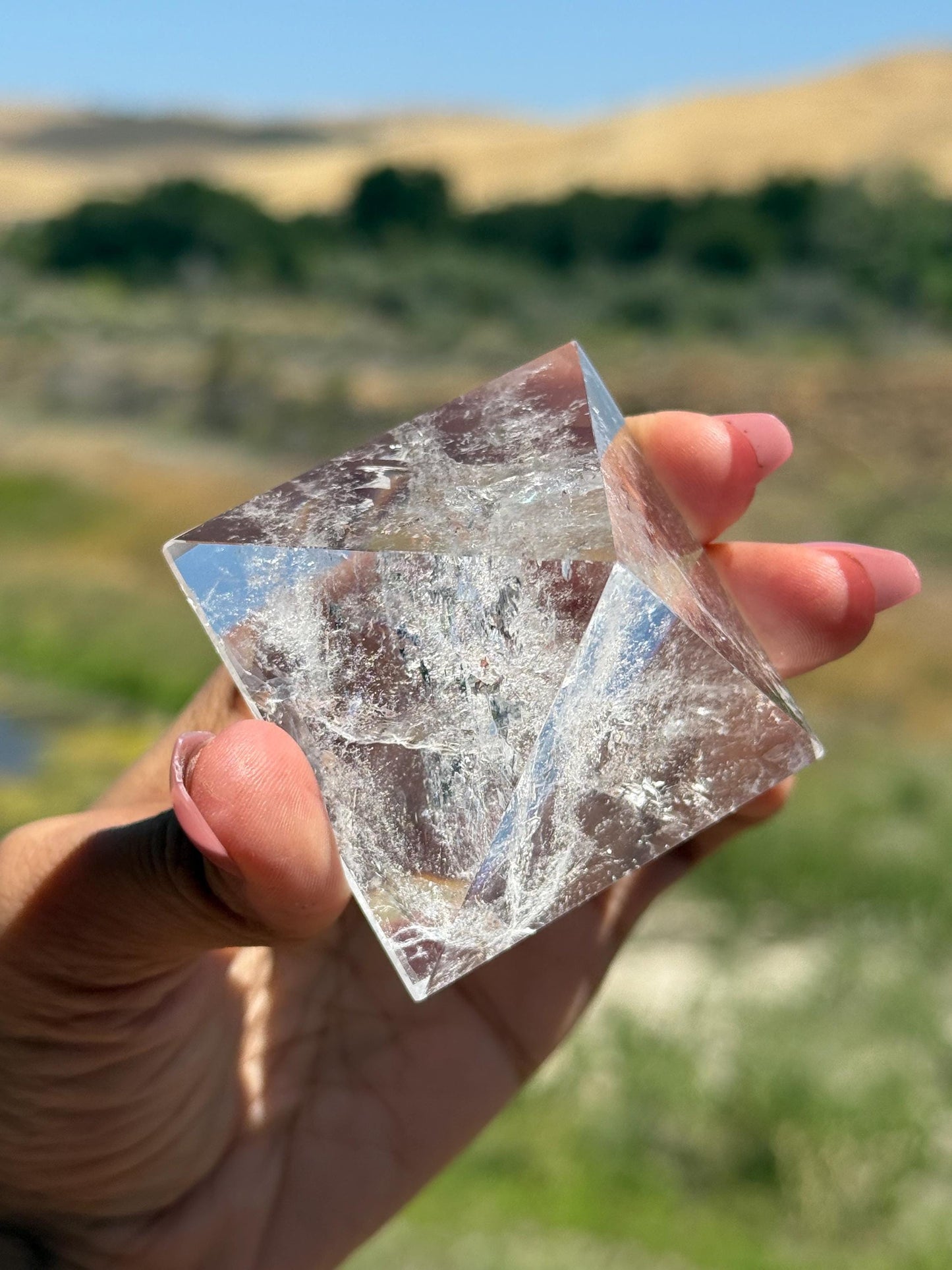 Natural Clear Quartz Pyramid, Rainbow Clear Quartz, Spiritual Home Decoration, Egyptian Pyramid Decoration, High Frequency Quartz, Pyramid