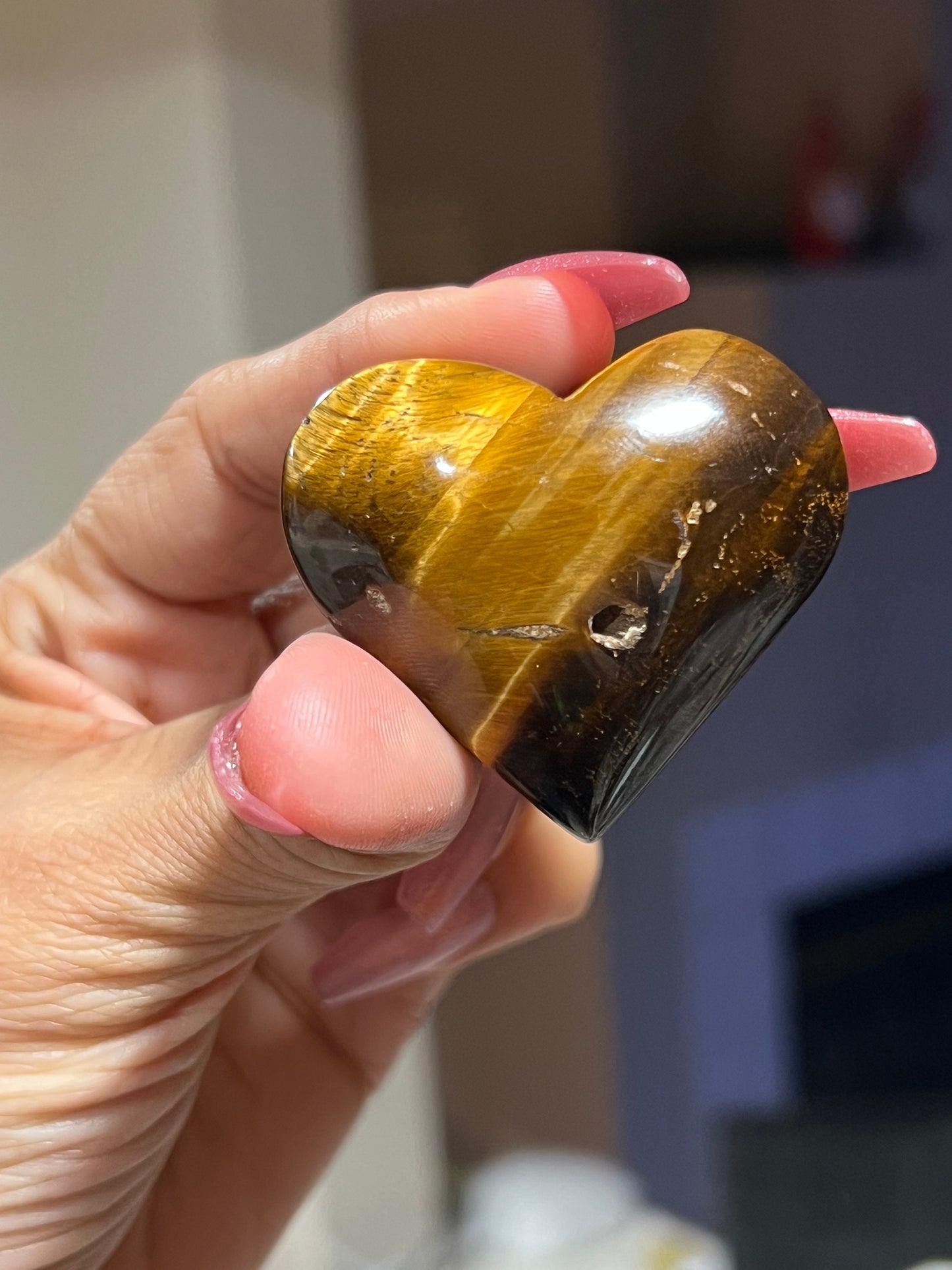 Yellow tiger Eye heart, Tiger Eye Heart, Tiger Eye, Crystal Palm Stones, Chakra Healing Crystals, Crystal Gifts, Crystal Heart