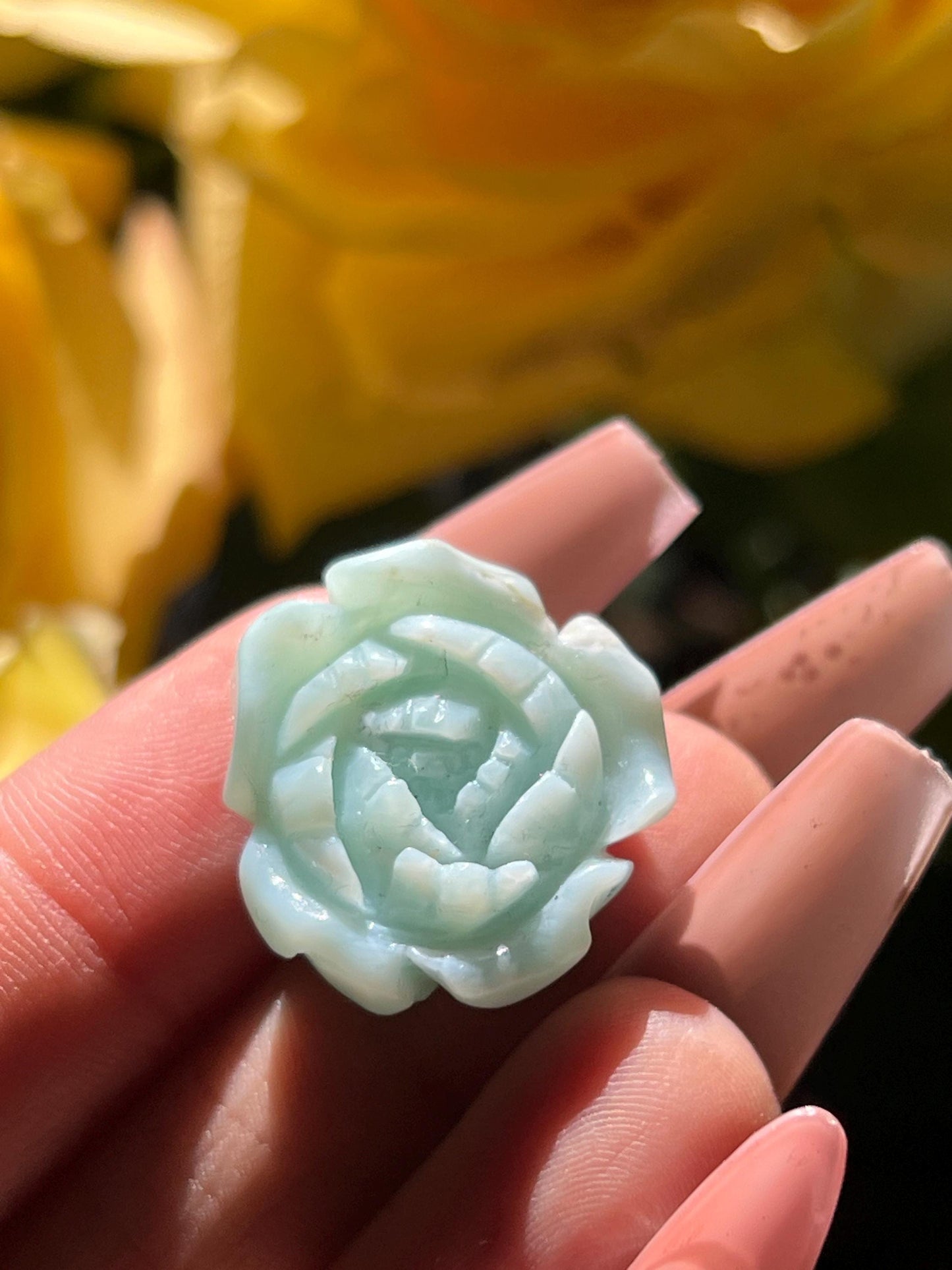 Precious Larimar Flower, Larimar Charm, Larimar Flower, Larimar Cab, Larimar stone cabs, Crystal Gifts, Spiritual Gifts, Crystal Jewelry