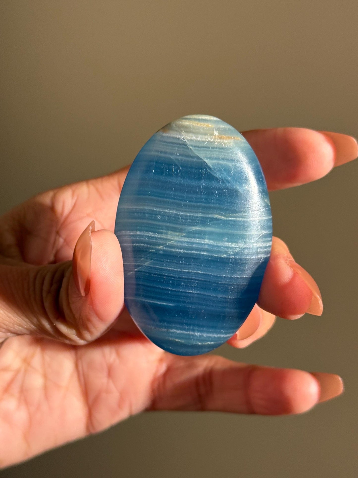 Blue Onyx Palmstone, Lemurian Aquatine, Crystal, Aquarine Palmstone, Metaphysical Gifts, Valentines day Gift, Crystal Gifts, MINI