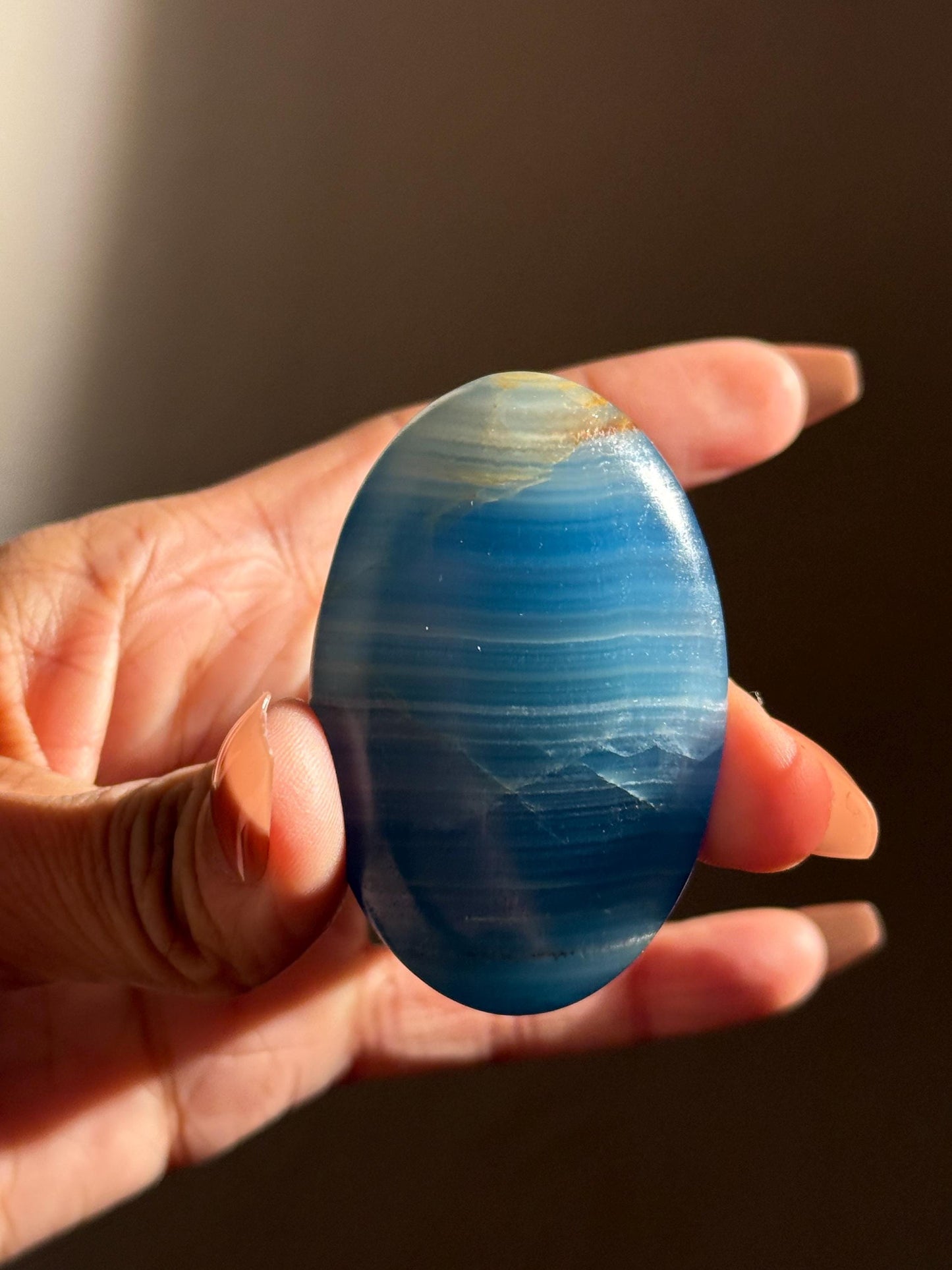 Blue Onyx Palmstone, Lemurian Aquatine, Crystal, Aquarine Palmstone, Metaphysical Gifts, Valentines day Gift, Crystal Gifts, MINI