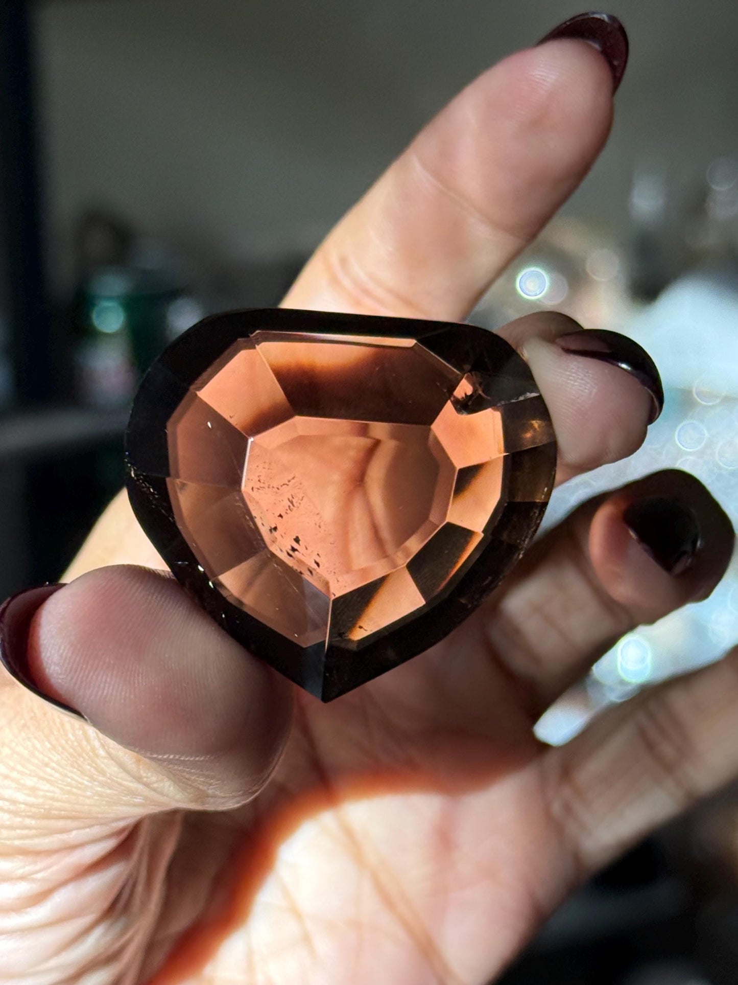 Faceted Smoky Quartz Heart, Smoky Quartz Heart, Highest Quality Quartz, Faceted Crystals, Faceted Smoky Quartz, Crystal Gifts,
