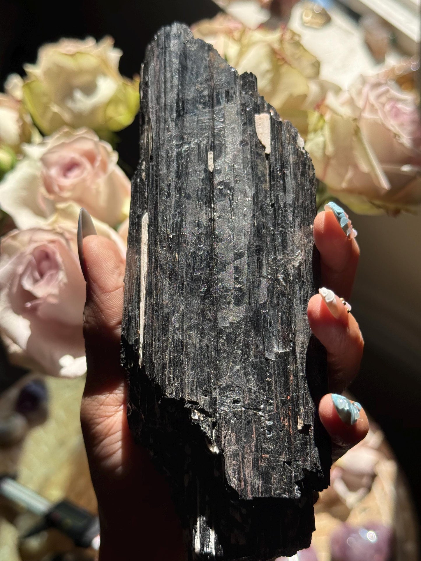 Large Black Tourmaline with Quartz, Raw Black Tourmaline, Tourmaline, Tourmaline mineral, Raw Crystal Specimen, Crystal Gifts, Home Decor