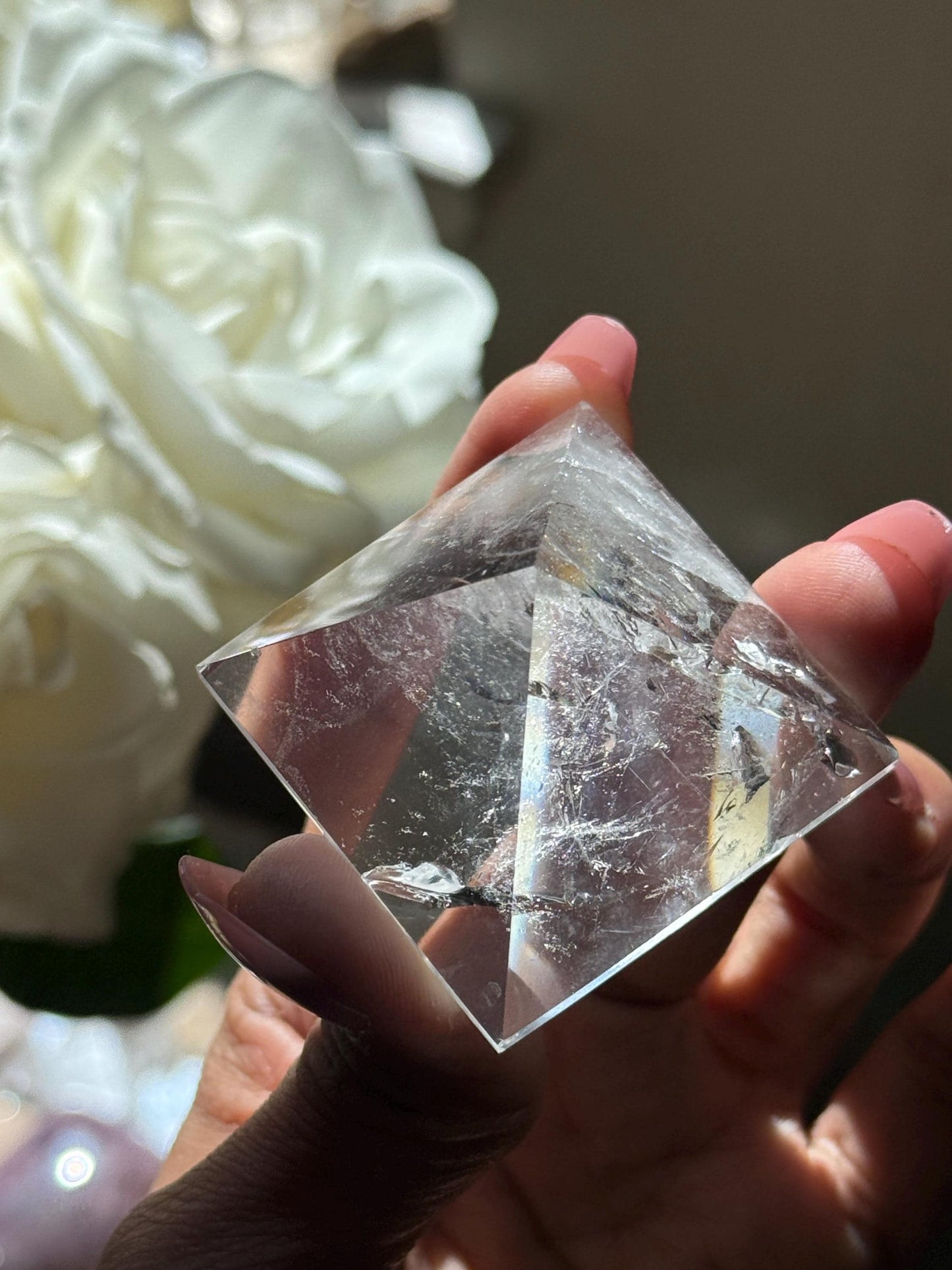 Natural Clear Quartz Pyramid, Rainbow Clear Quartz, Spiritual Home Decoration, Egyptian Pyramid Decoration, High Frequency Quartz, Pyramid