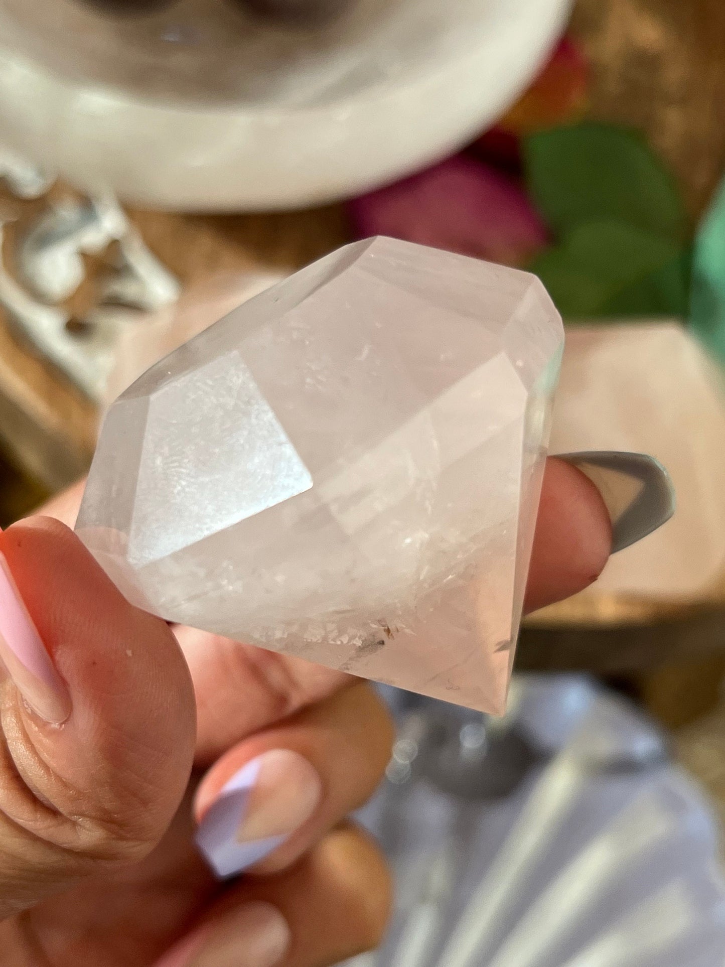 Small Rose Quartz Diamond Carving, Rose Quartz Diamond, Authentic Natural Rose Quartz, Rose Quartz, Crystals Gift, Metaphysical gits,