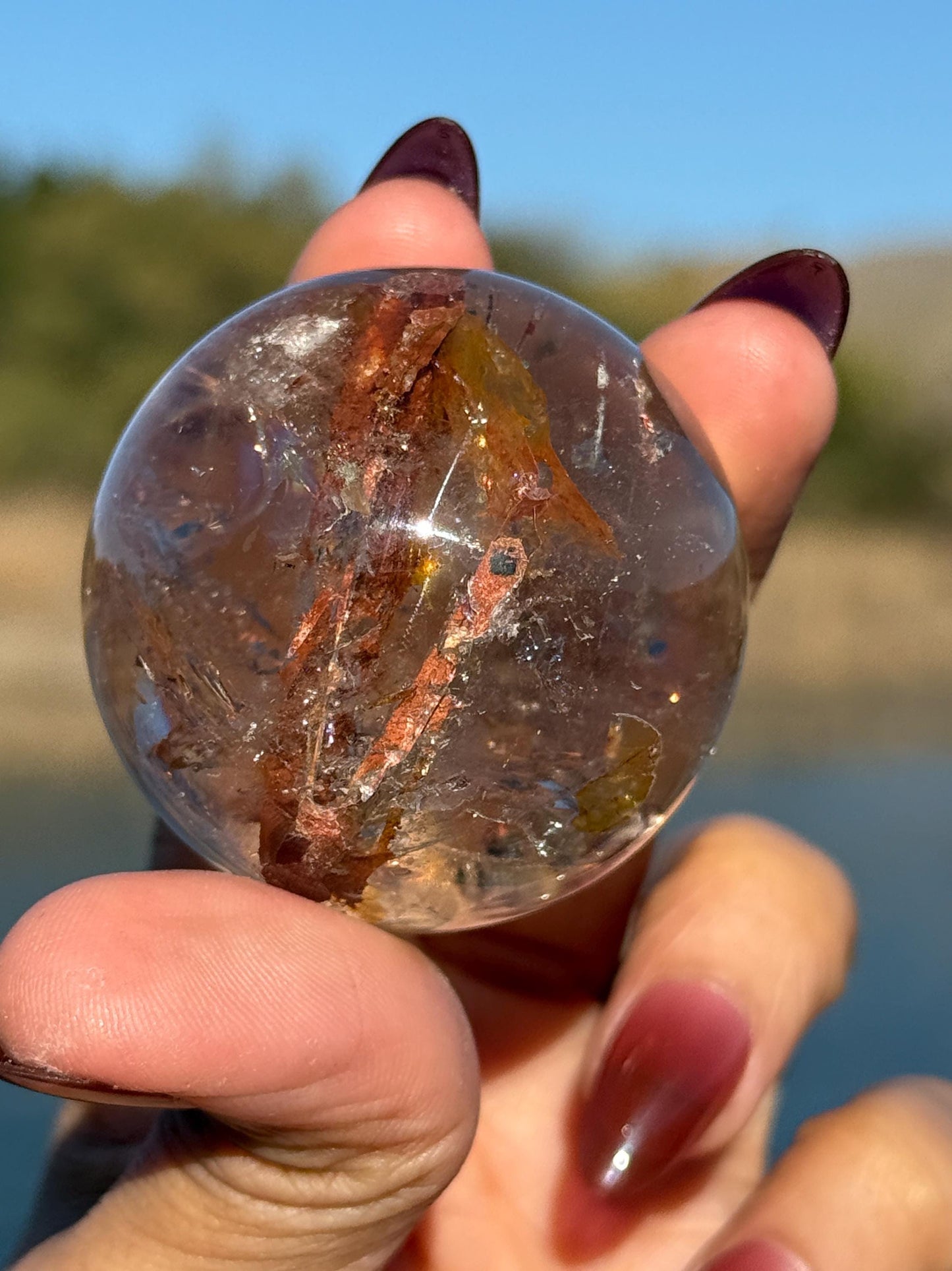 Red Rutile Quartz, Copper Rutilated Quartz Sphere, Copper Rutile, Rutilated Quartz, Crystals, Crystal Gifts, Unique Gift Idea,