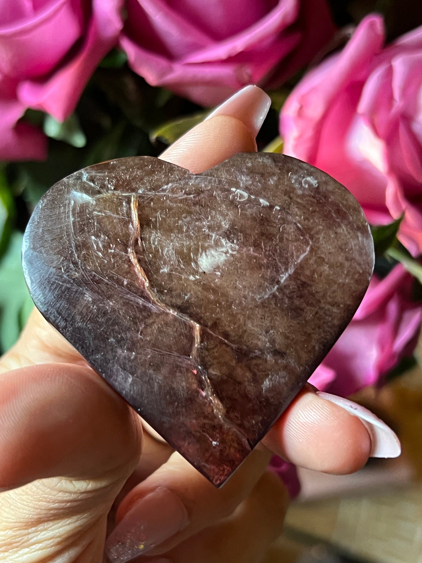 Flashy Purple Mica Heart, Lepidolite Heart, Crystal hearts, Gem Lepidolite, Mica Palm stone, Crystal Jewelry, Crystal Gifts, Small