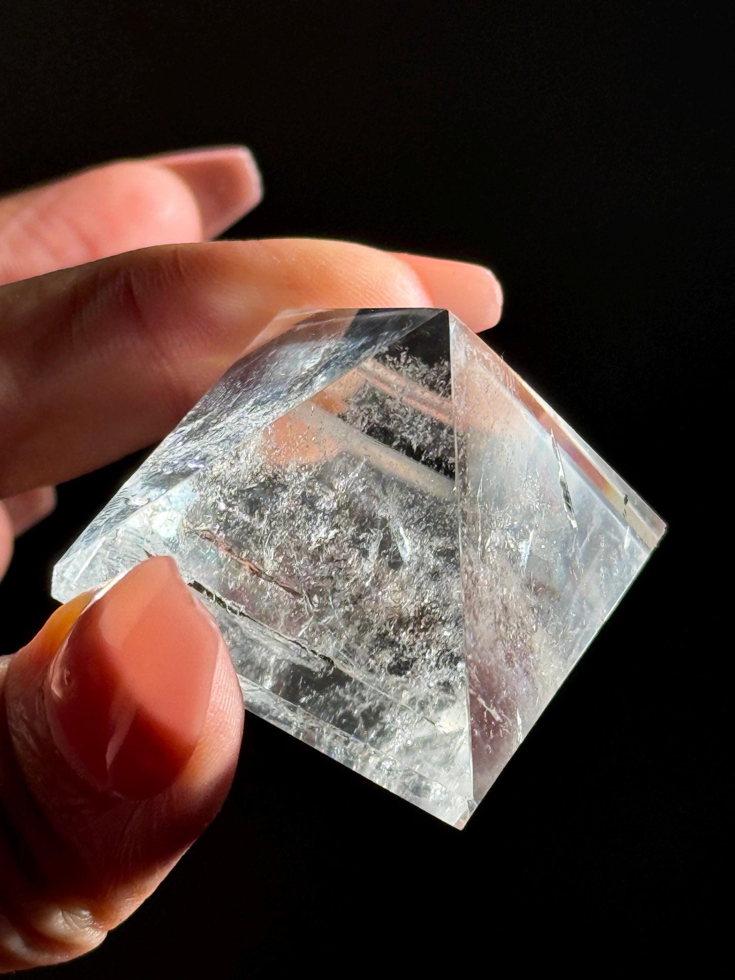 Natural Clear Quartz Pyramid, Rainbow Clear Quartz, Spiritual Home Decoration, Egyptian Pyramid Decoration, High Frequency Quartz, Pyramid