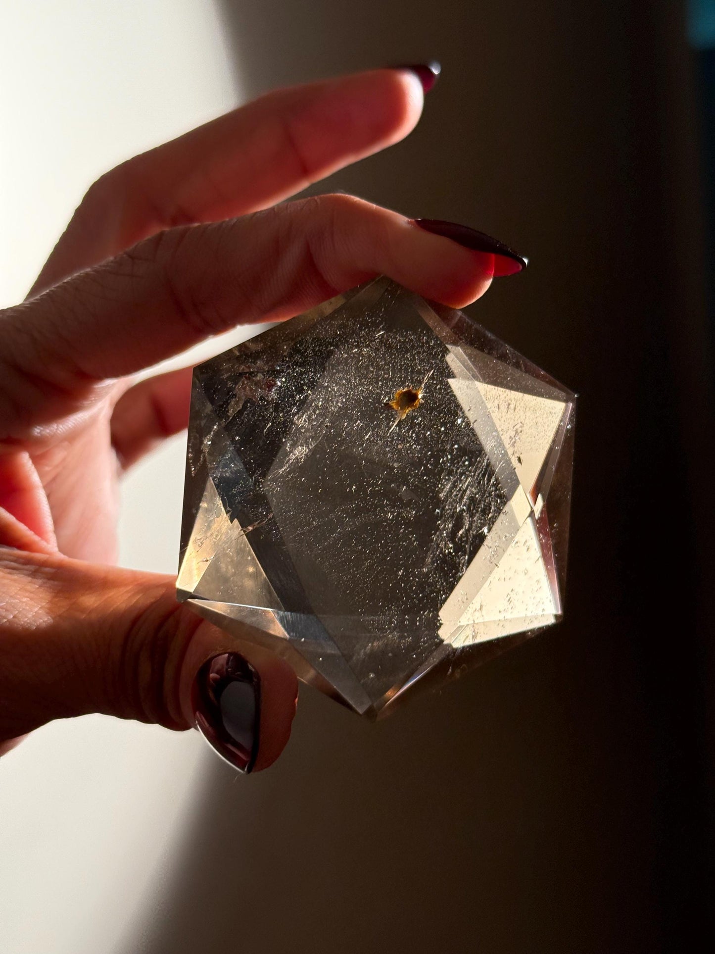 Crystal Hexagon Faceted Quartz, Star Of David Quartz, Faceted Smoky Quartz, Merkaba Quartz, Metaphysical Gifts, Crystal Gifts