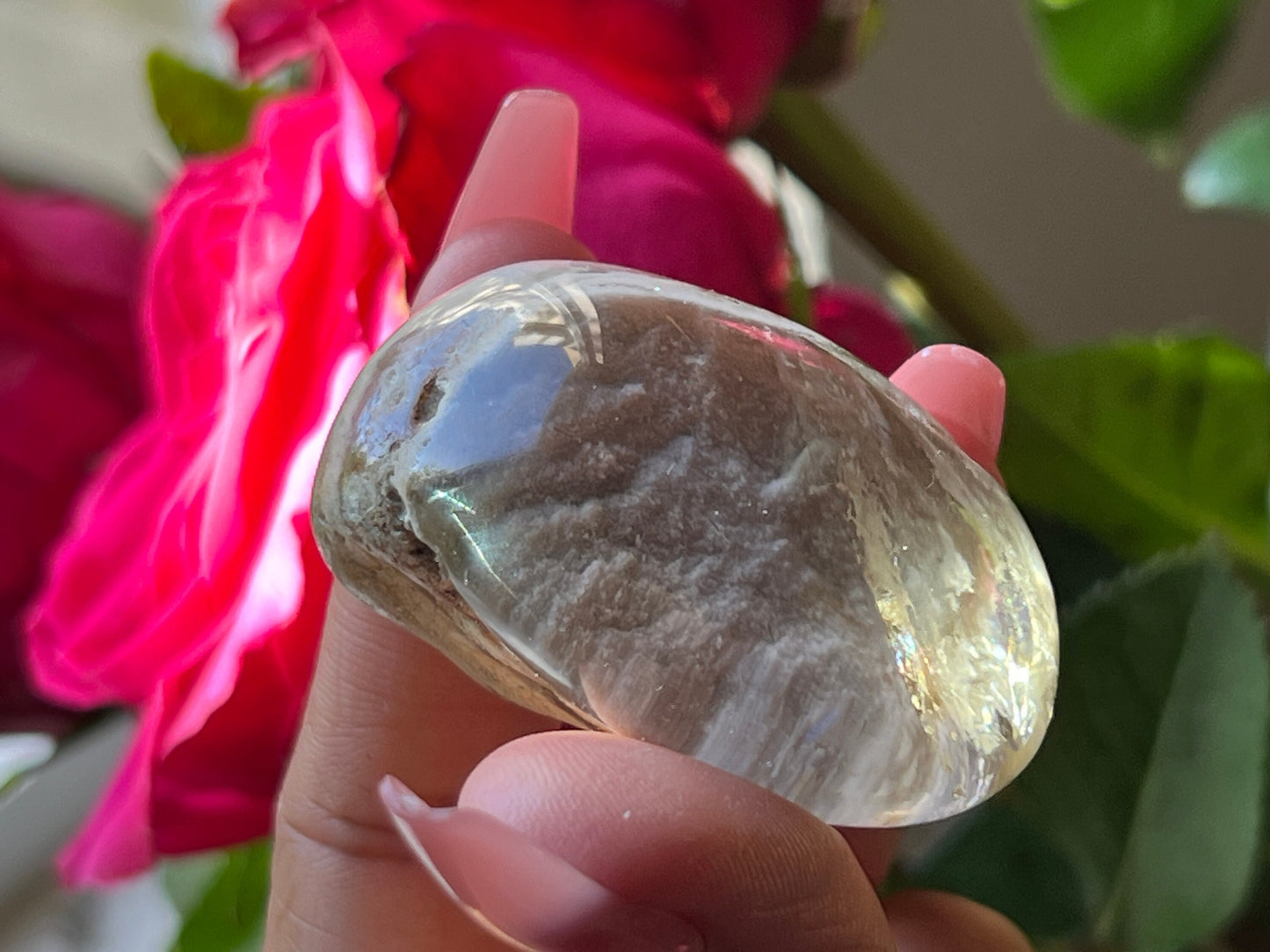 Small Lodolite Lens, Garden Quartz Garden Quartz Lens, Lodolite Quartz, Lodolite Garden Quartz, Scenic Quartz, Healing Crystals, Small