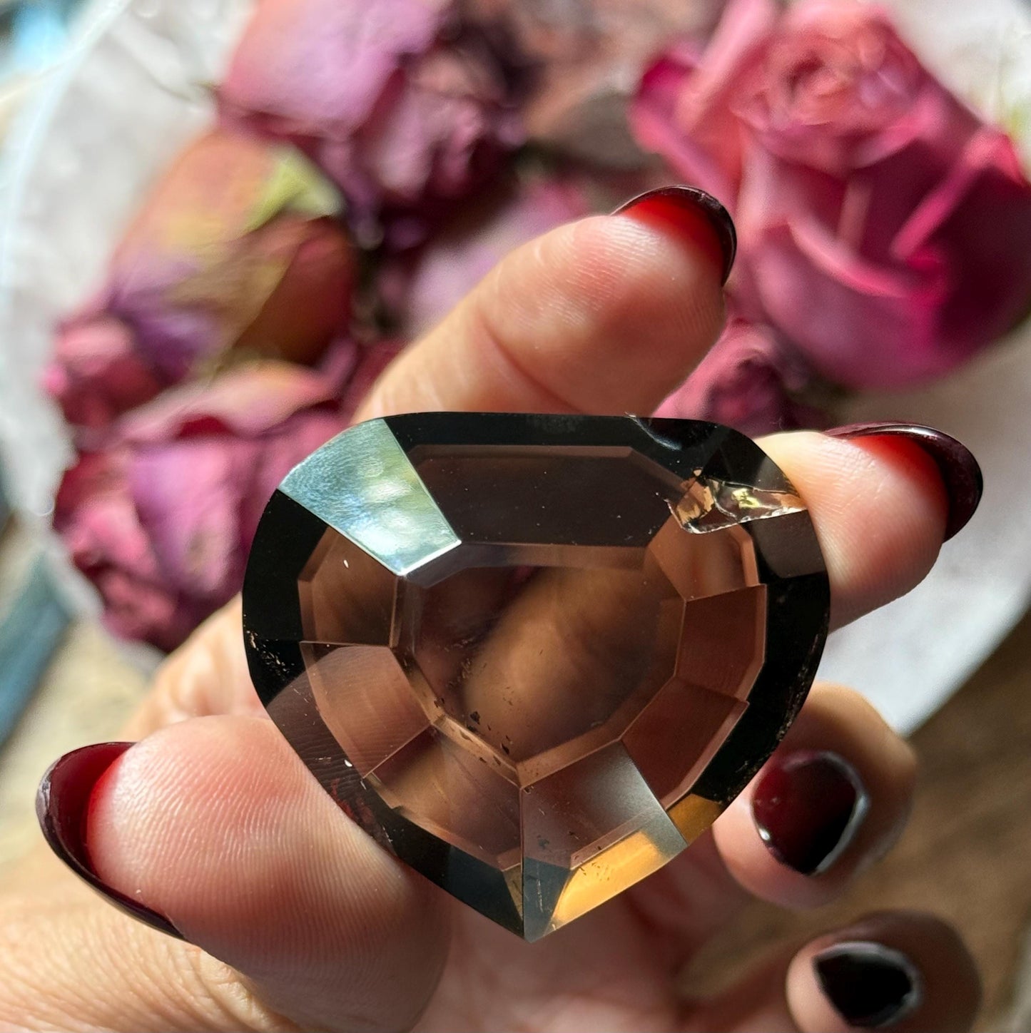 Faceted Smoky Quartz Heart, Smoky Quartz Heart, Highest Quality Quartz, Faceted Crystals, Faceted Smoky Quartz, Crystal Gifts,