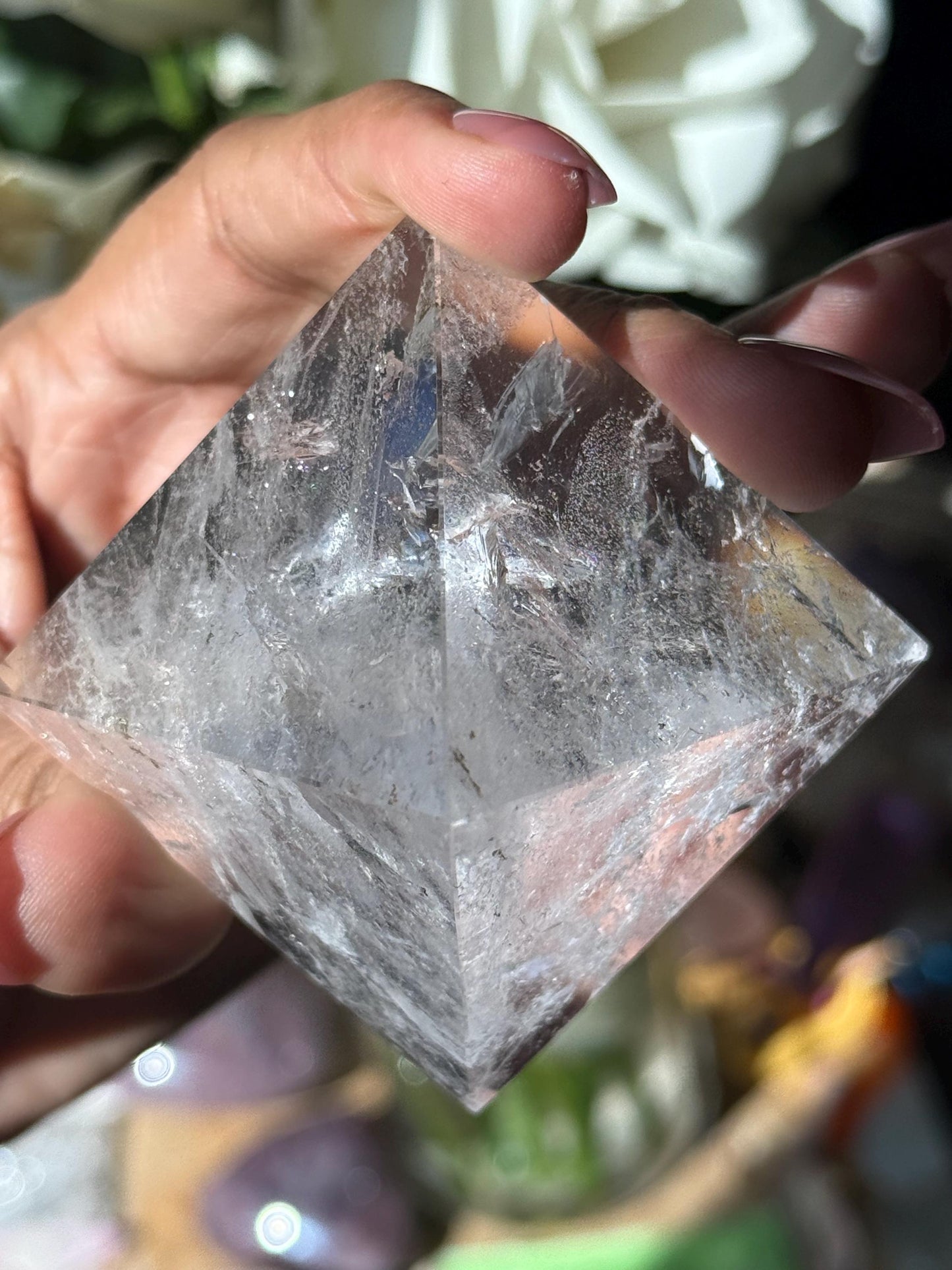 Natural Clear Quartz Pyramid, Clear Quartz Pyramid, Spiritual Home Decoration, Egyptian Pyramid Decoration, High Frequency Quartz, Pyramid