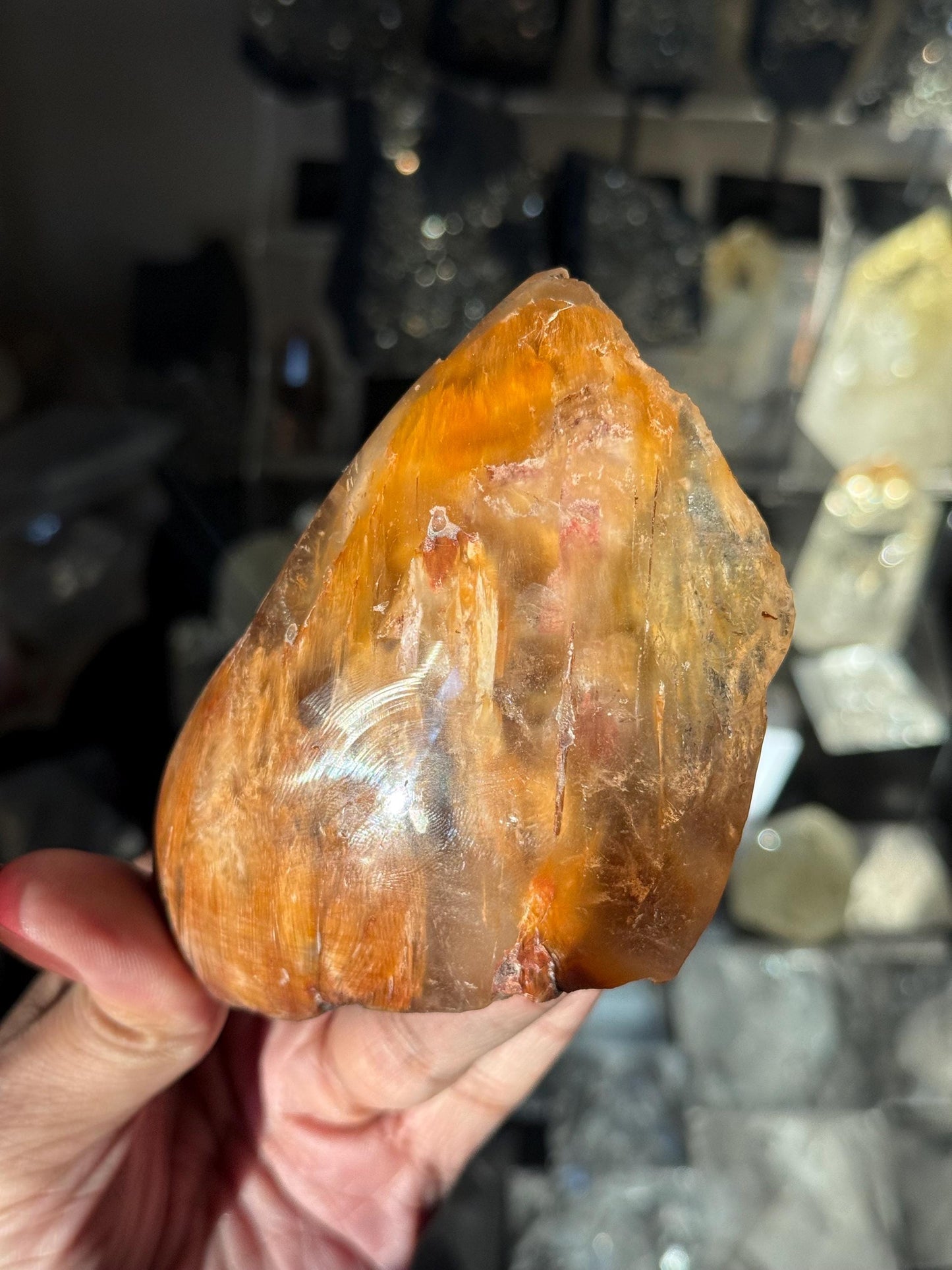 Rabbit Hair Quartz, Orange Rutilated Quartz, Amphibole Quartz, Orange Rutilated Quartz, Amphiboles, Rough Polished Amphibole, Crystal Gifts